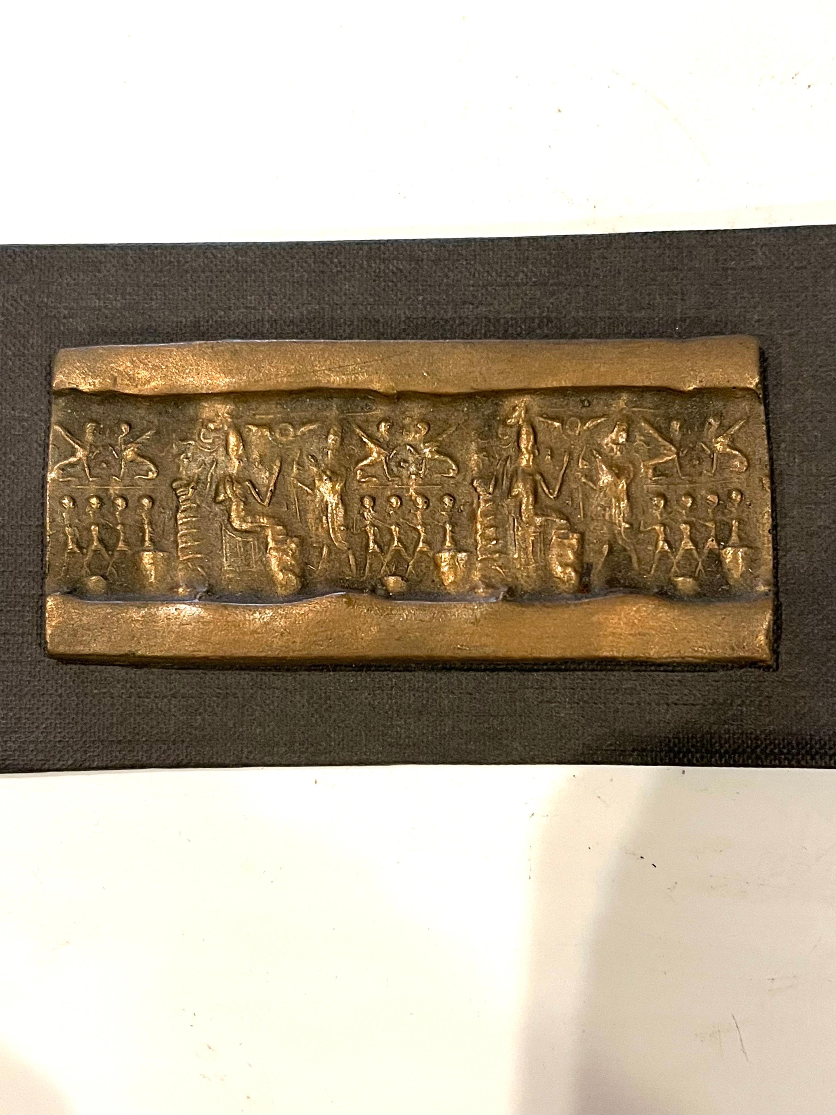 Solid Small Decorative Bronze Wall Mounted Plaque of Syro-Mitannian Type In Excellent Condition For Sale In San Diego, CA