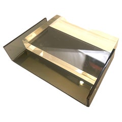 Solid Smoke & Clear Lucite Picture Frame Holder 1970's