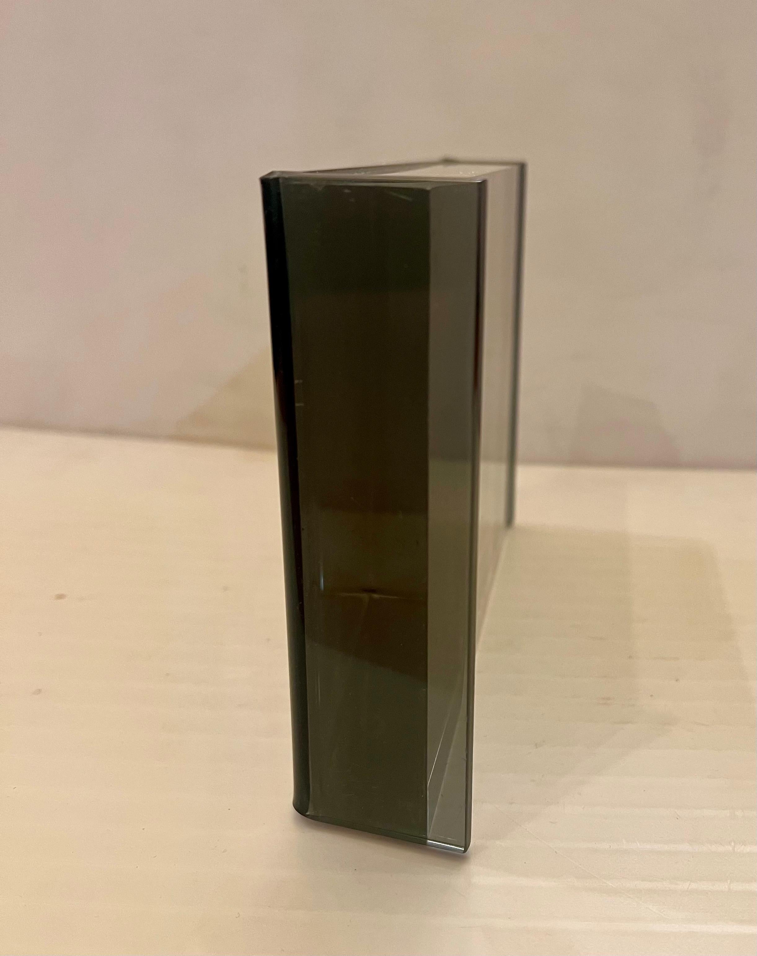 Italian Solid Smoke & Clear Lucite Picture Frame Holder 1970's For Sale