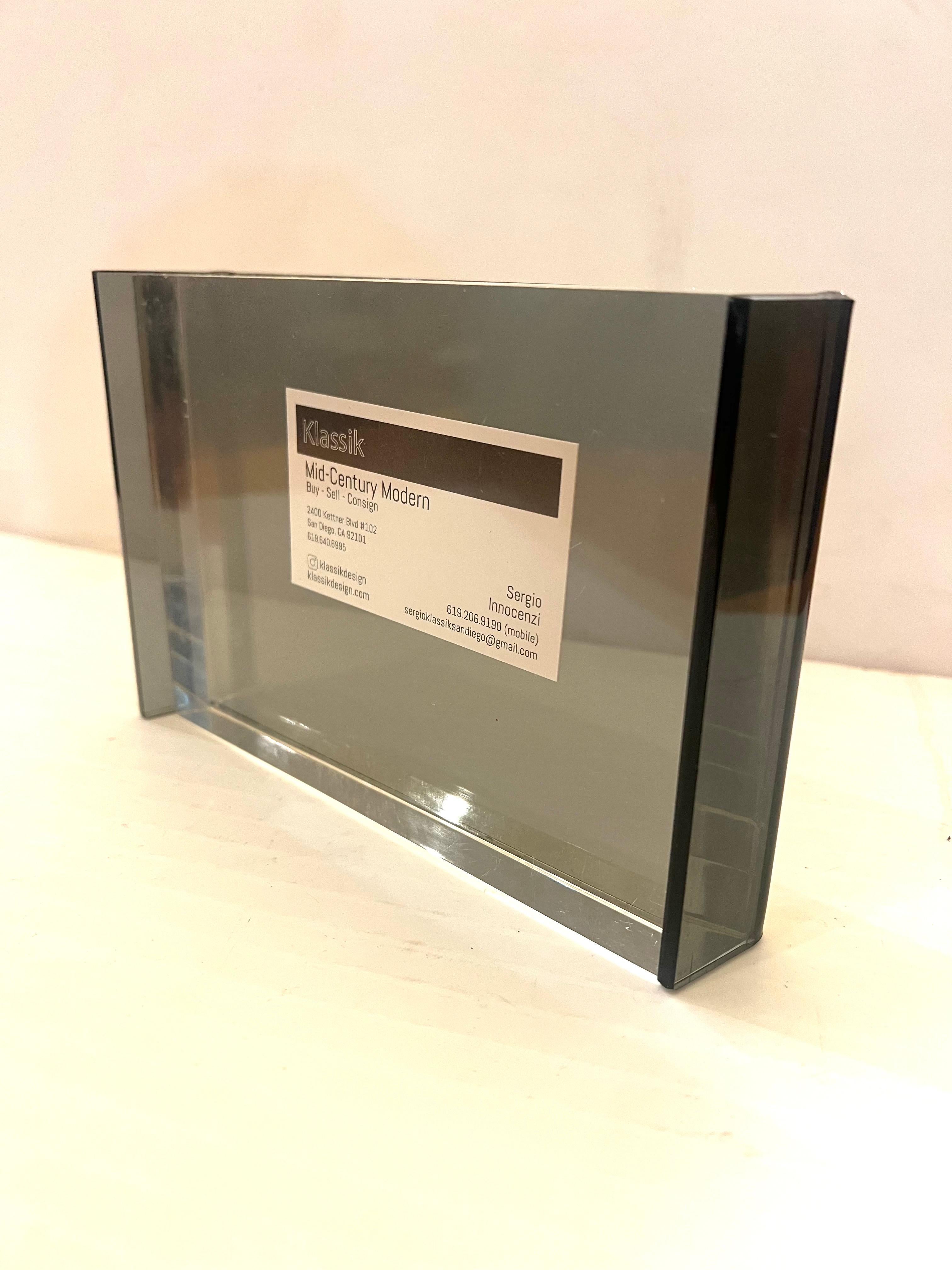 20th Century Solid Smoke & Clear Lucite Picture Frame Holder 1970's For Sale