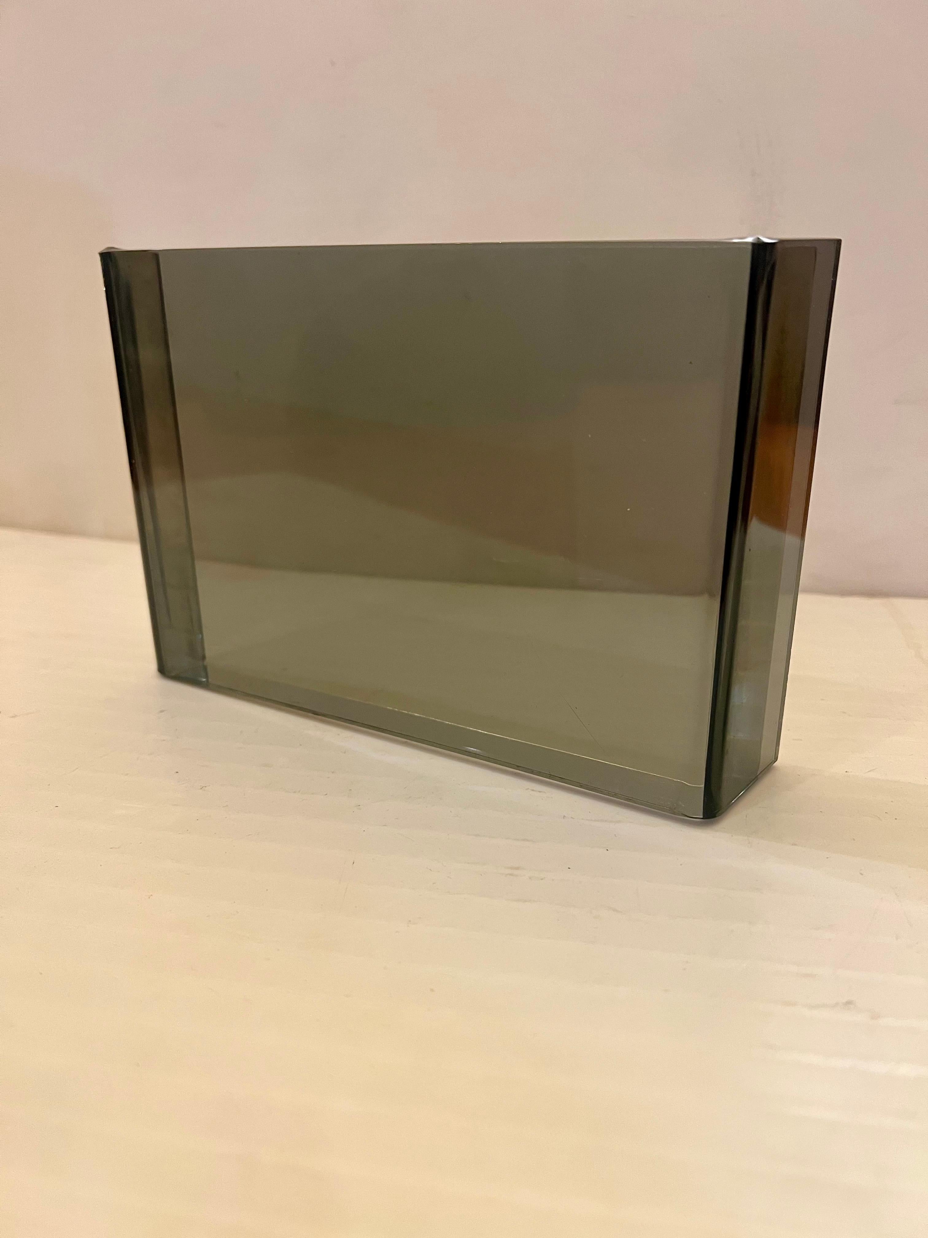 Solid Smoke & Clear Lucite Picture Frame Holder 1970's For Sale 1