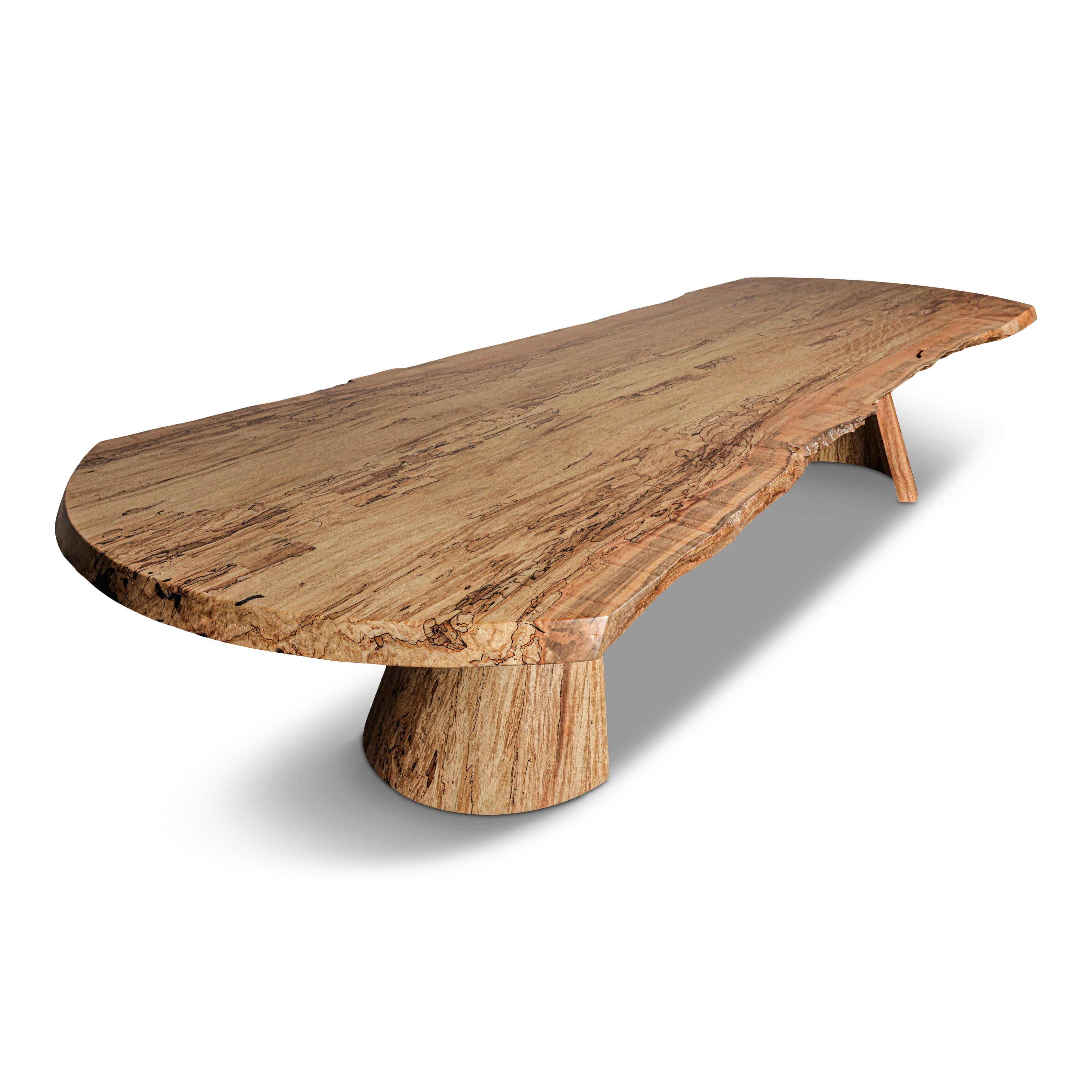 In Stock - Solid Spalted Maple Dining Table - 12 Ft - Cove Base For Sale 2