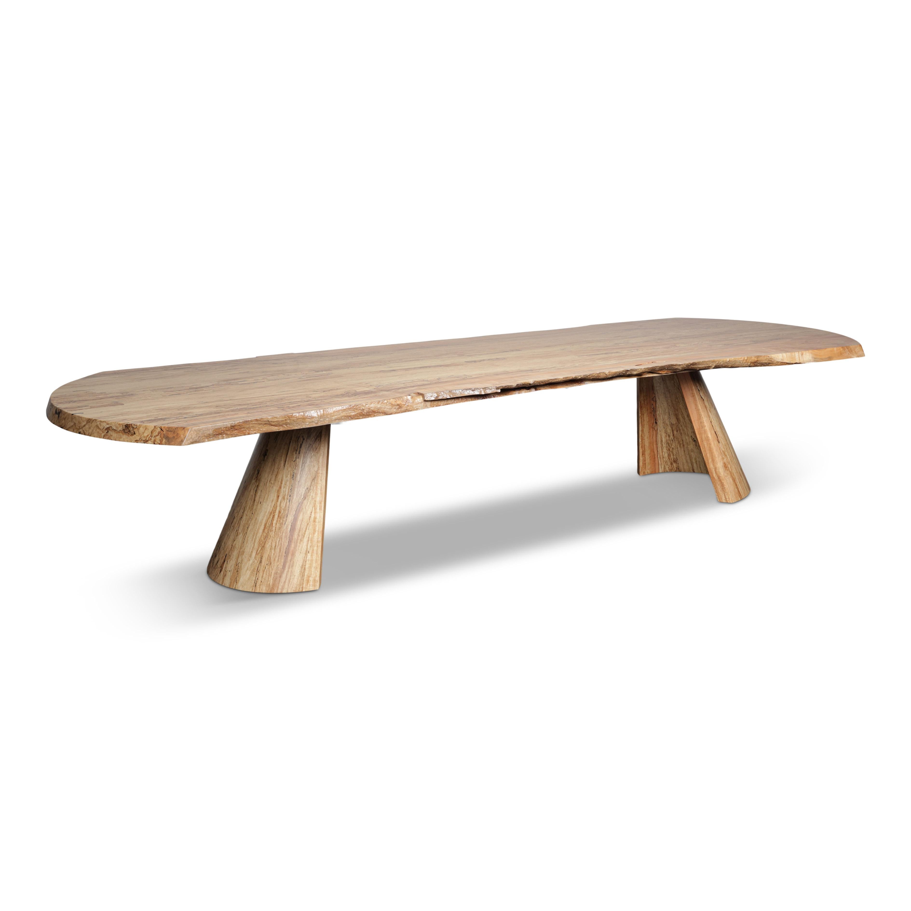 In Stock - Solid Spalted Maple Dining Table - 12 Ft - Cove Base For Sale 3