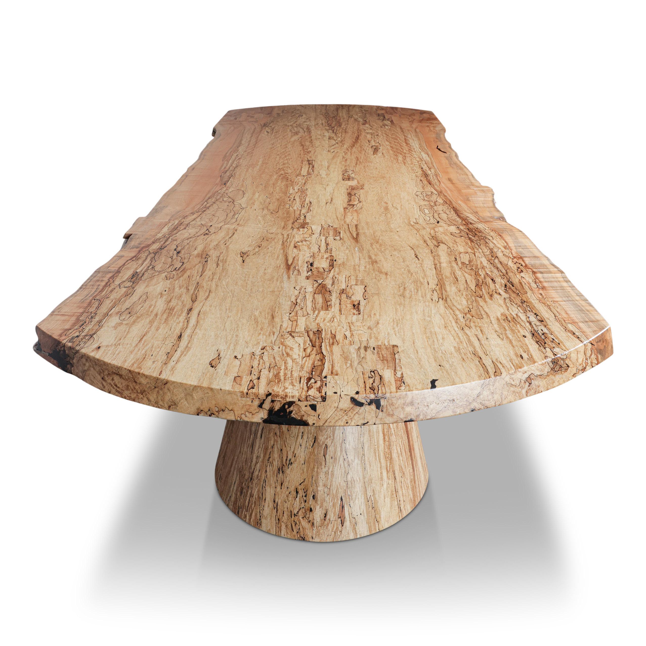 Modern In Stock - Solid Spalted Maple Dining Table - 12 Ft - Cove Base For Sale