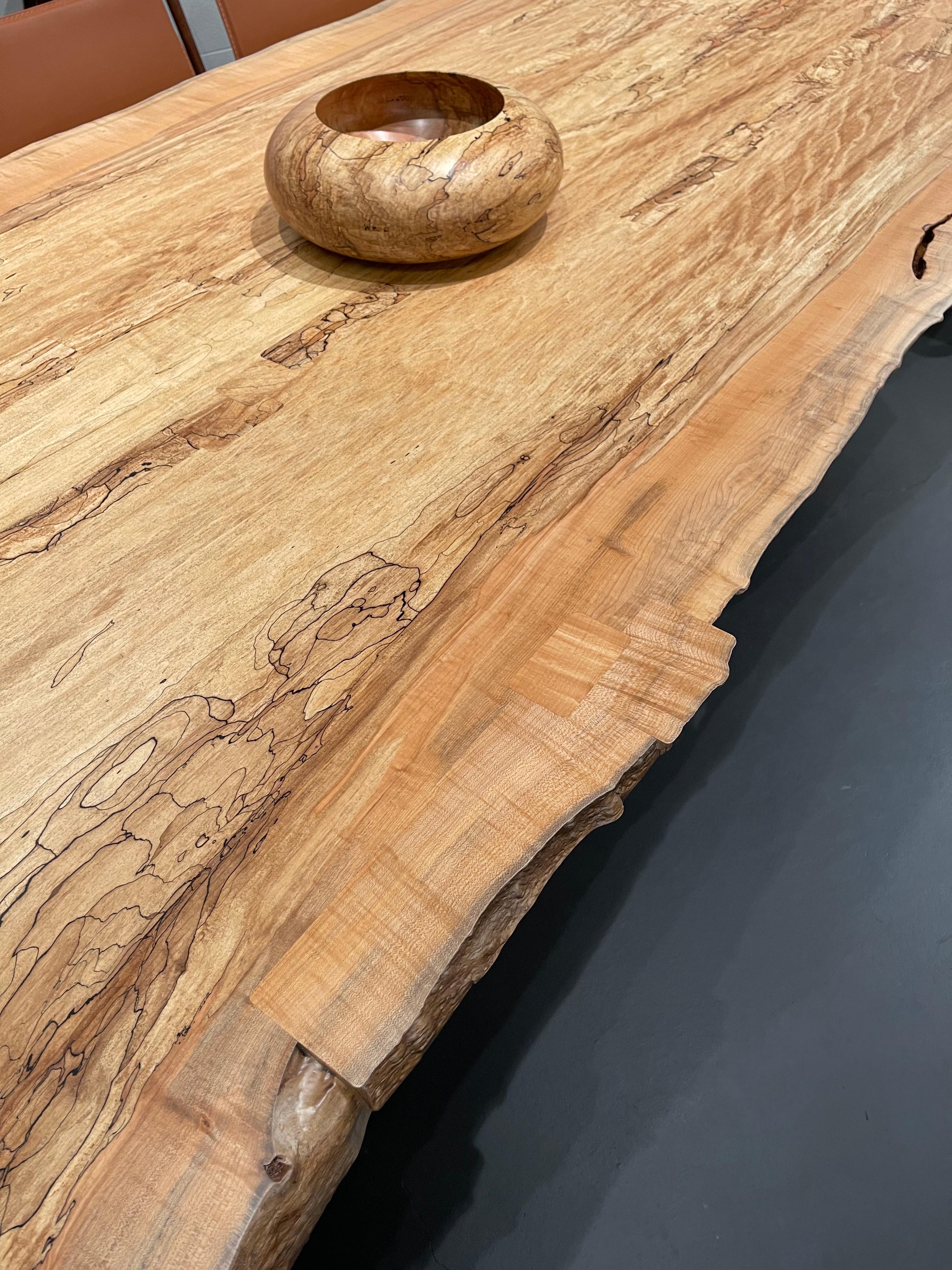 Canadian In Stock - Solid Spalted Maple Dining Table - 12 Ft - Cove Base For Sale