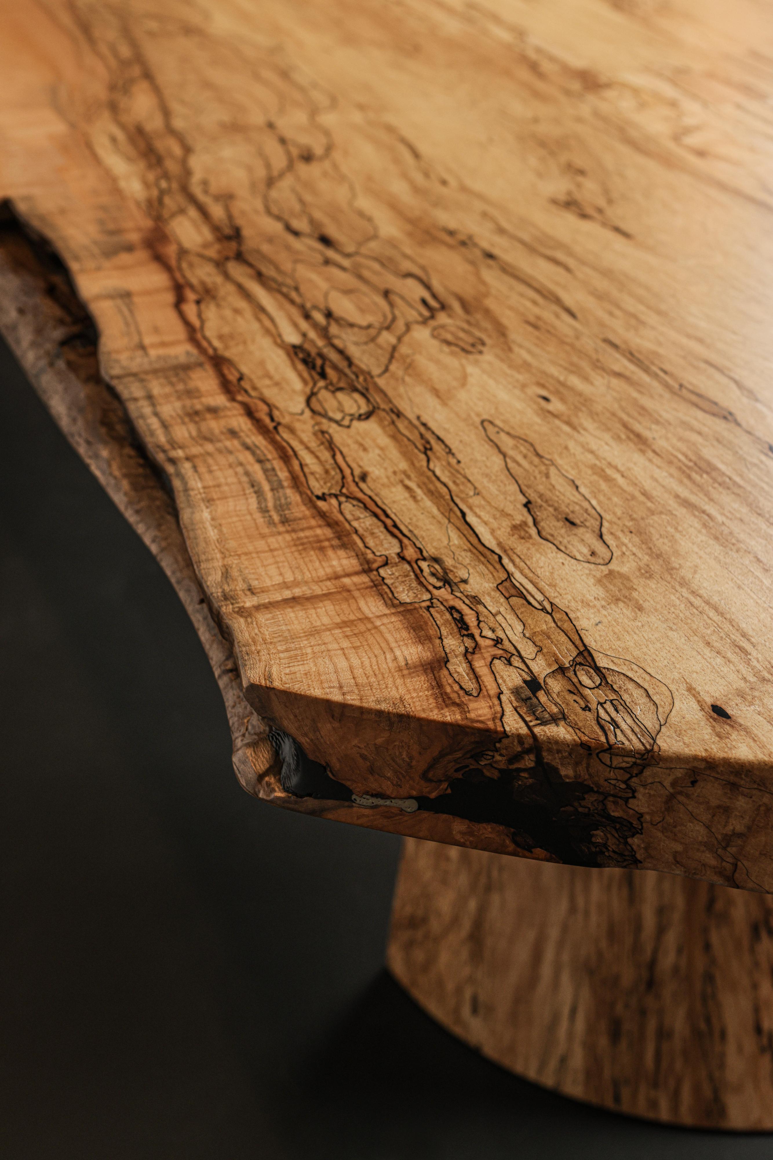 Contemporary In Stock - Solid Spalted Maple Dining Table - 12 Ft - Cove Base For Sale