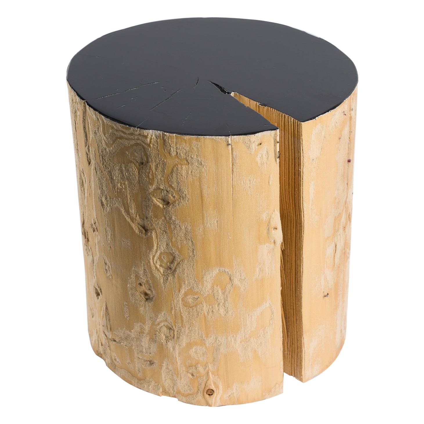 Solid Spruce Stool with Black Lacquered Top