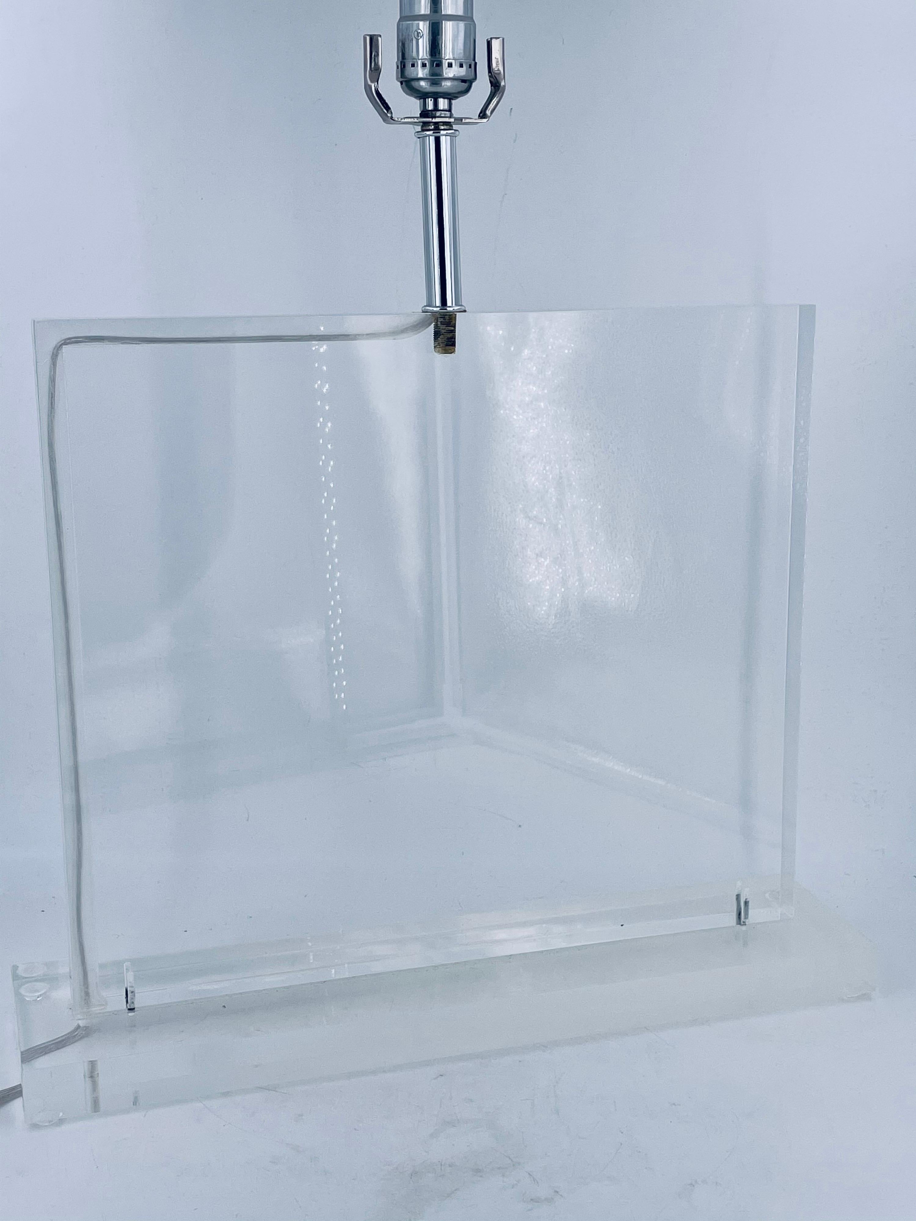 Solid Square Lucite Table / Desk Lamp 1