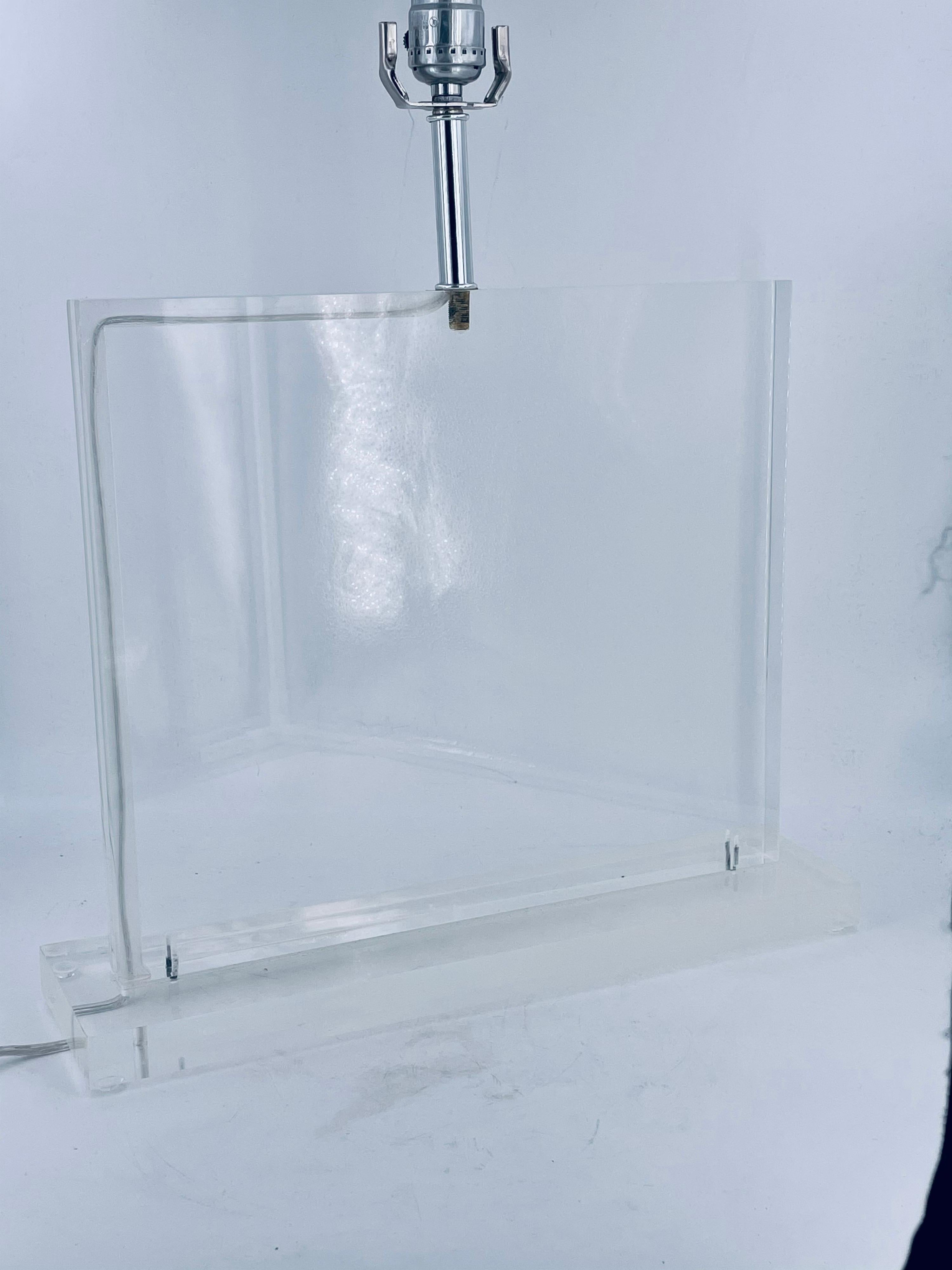 Solid Square Lucite Table / Desk Lamp 2