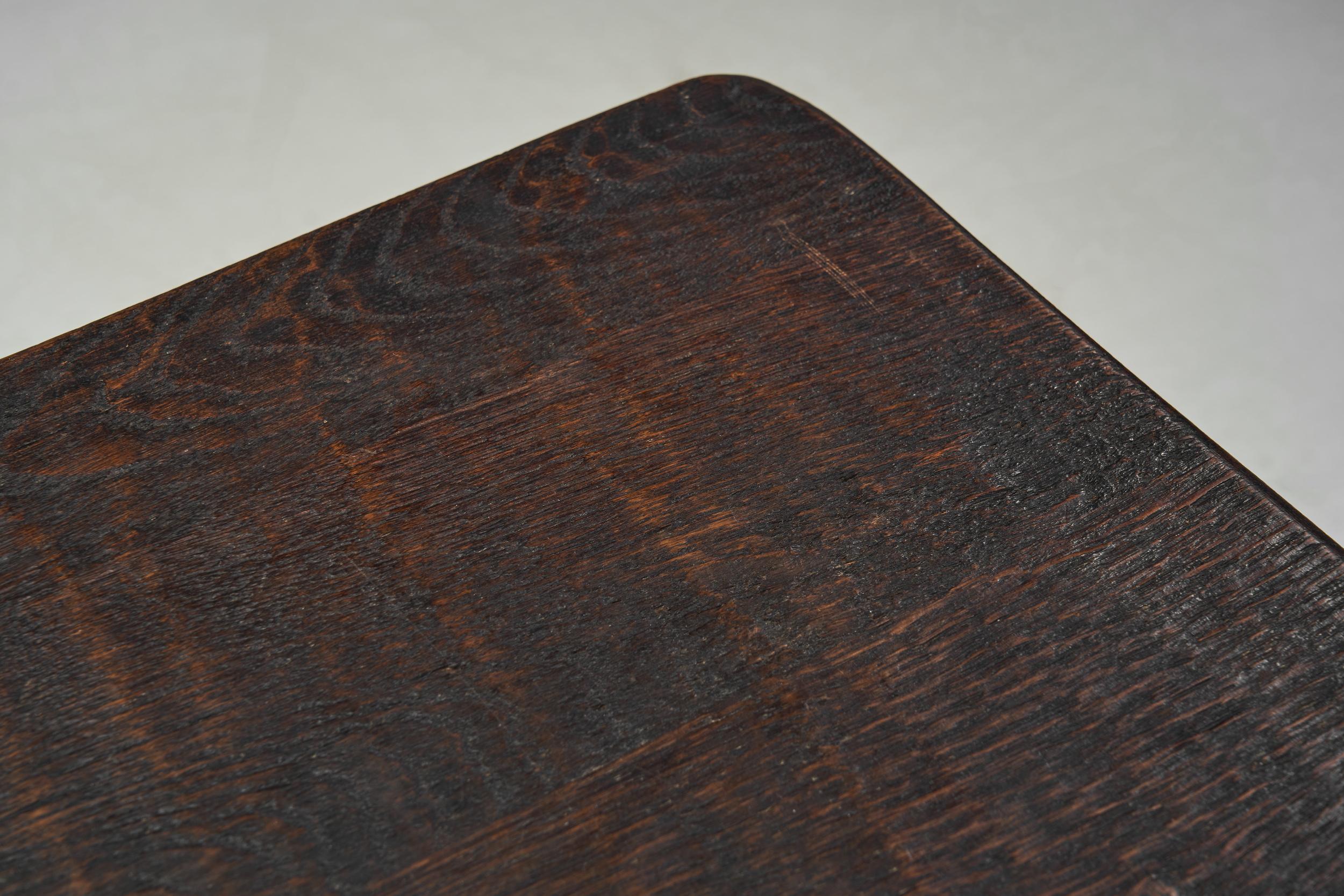 Solid Stained Oak Dining Table, Spain 1950s 6
