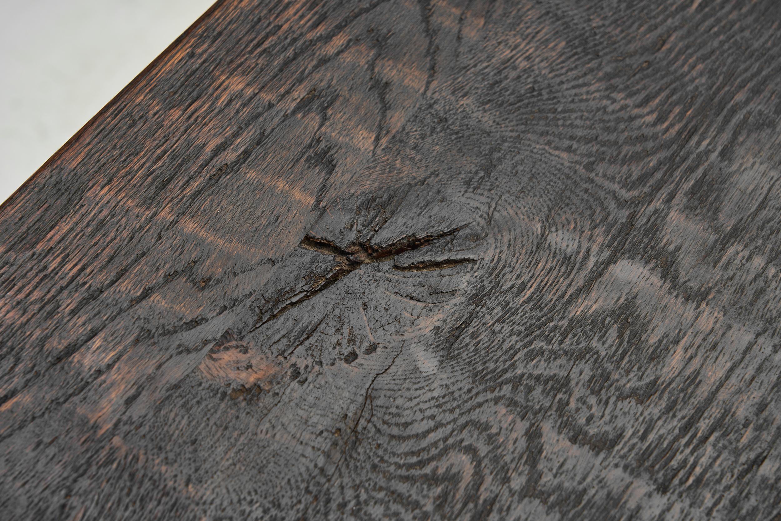 Solid Stained Oak Dining Table, Spain 1950s 3
