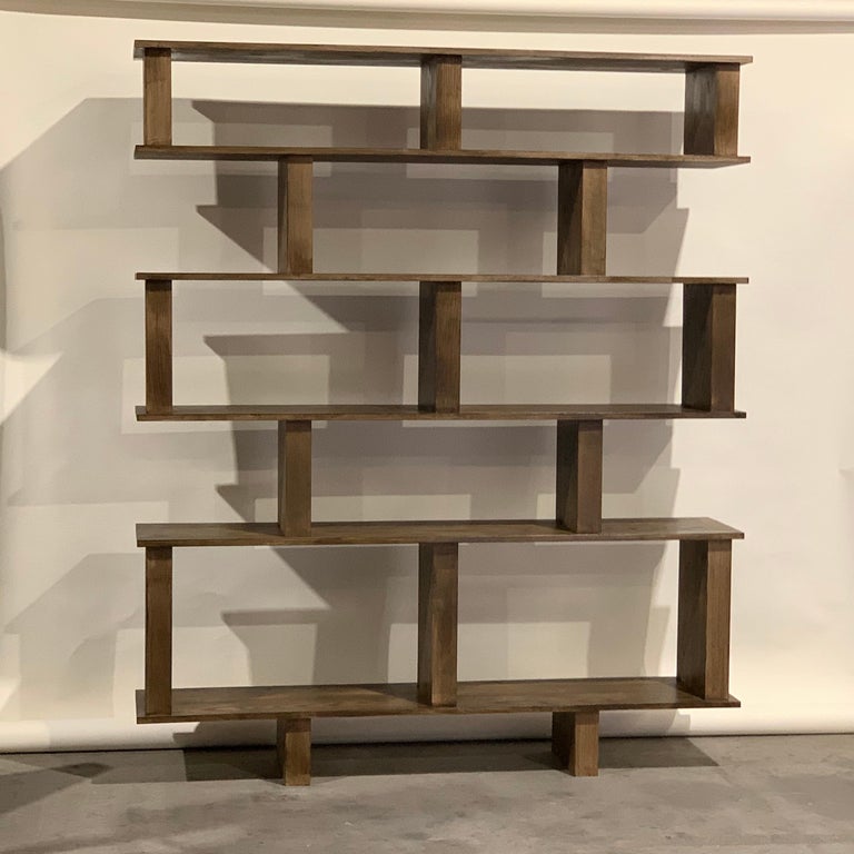Solid Stained Oak Verticale Shelving Unit by Design Frères For Sale at