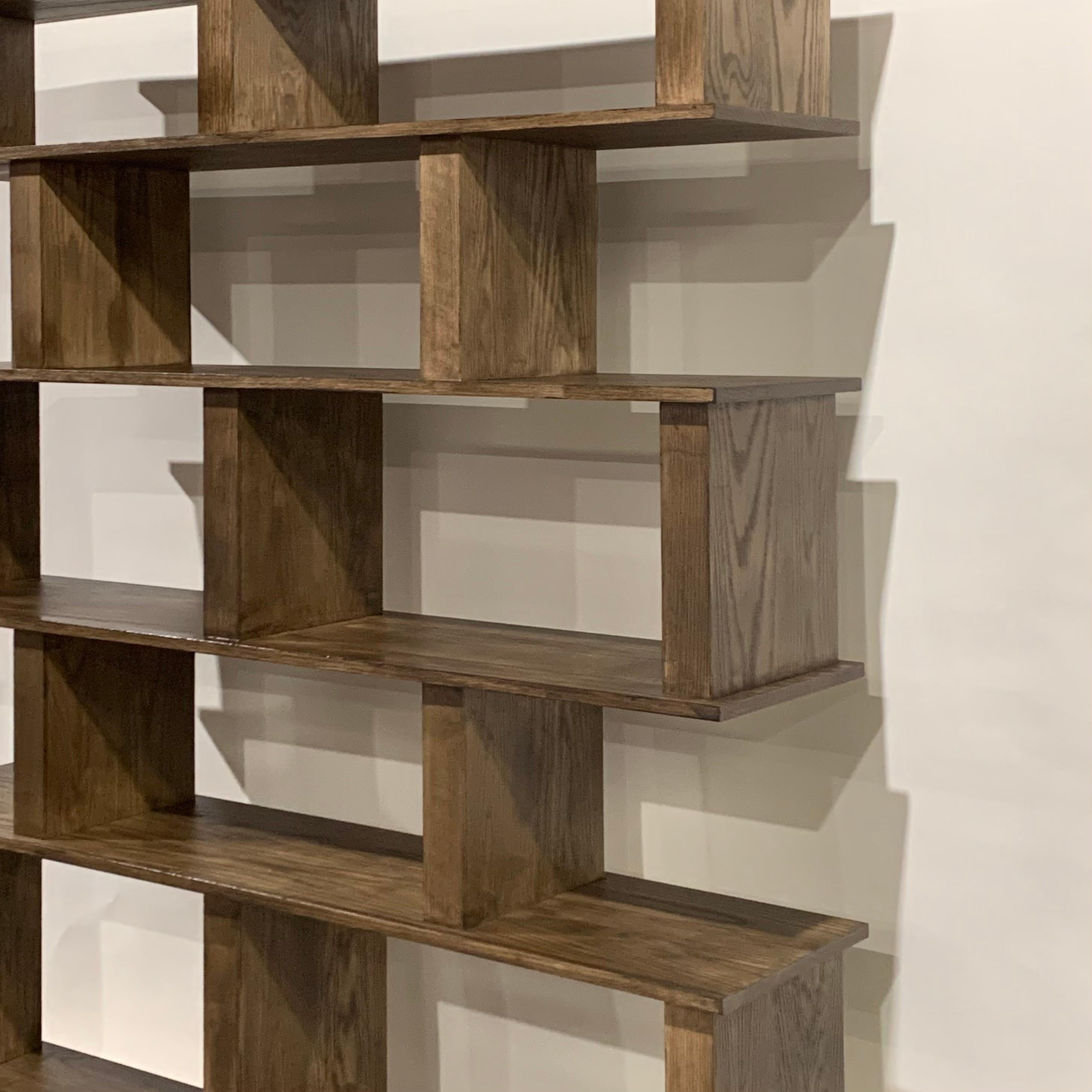 rustic oak shelf unit
