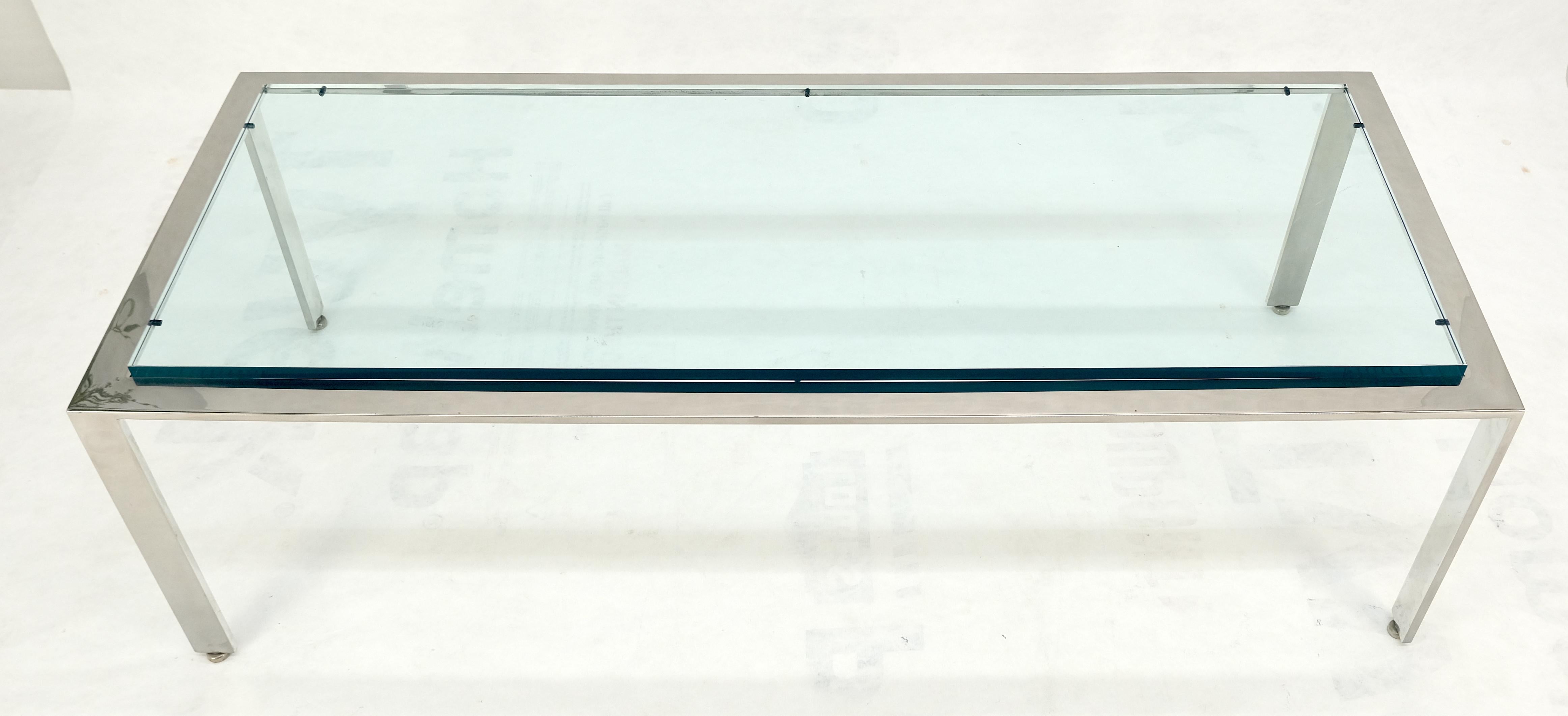 Mid-Century Modern Table basse rectangulaire en verre de 3/4