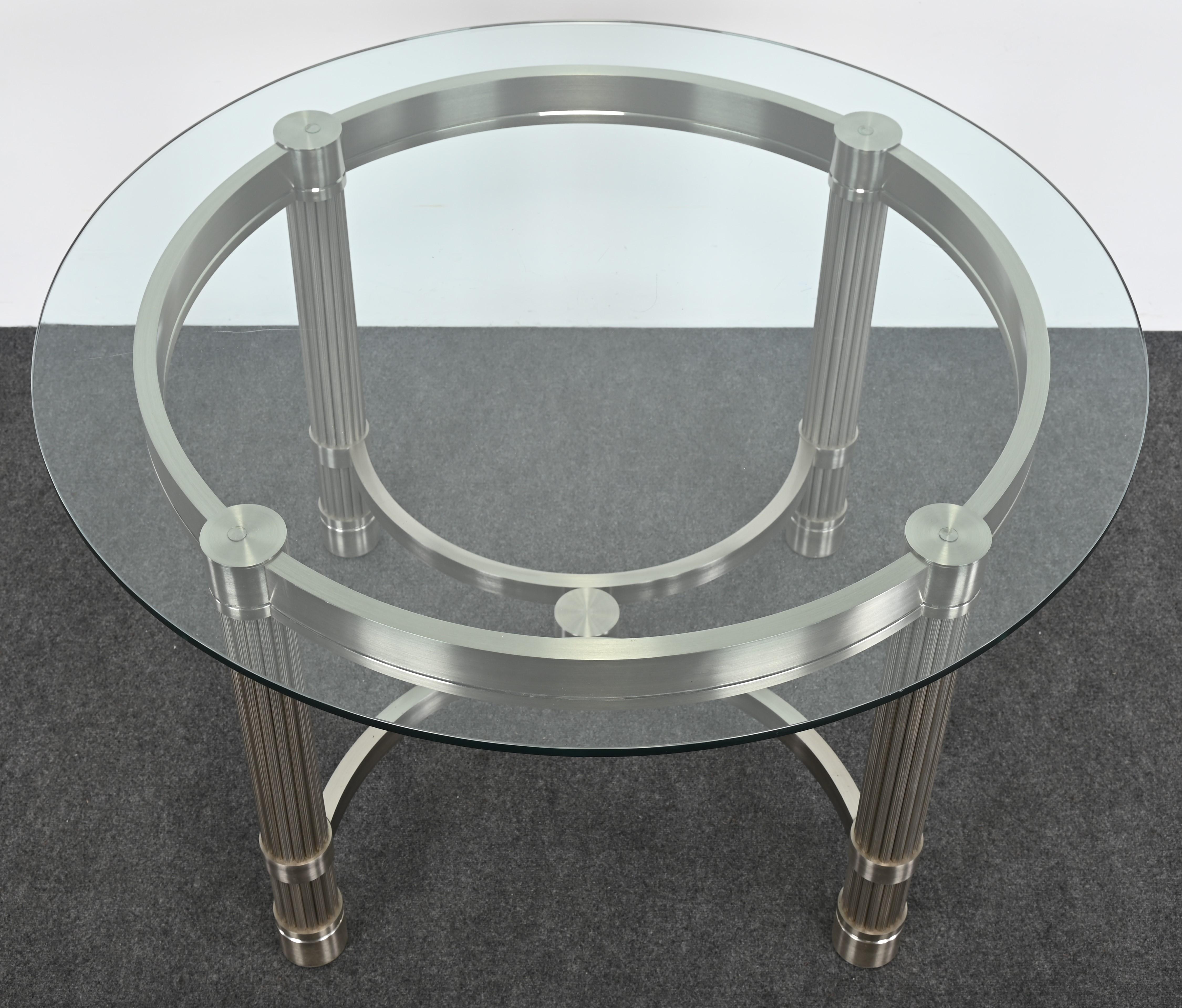 Solid Stainless Steel Center or Dining Table by Ron Seff, 1980s For Sale 4