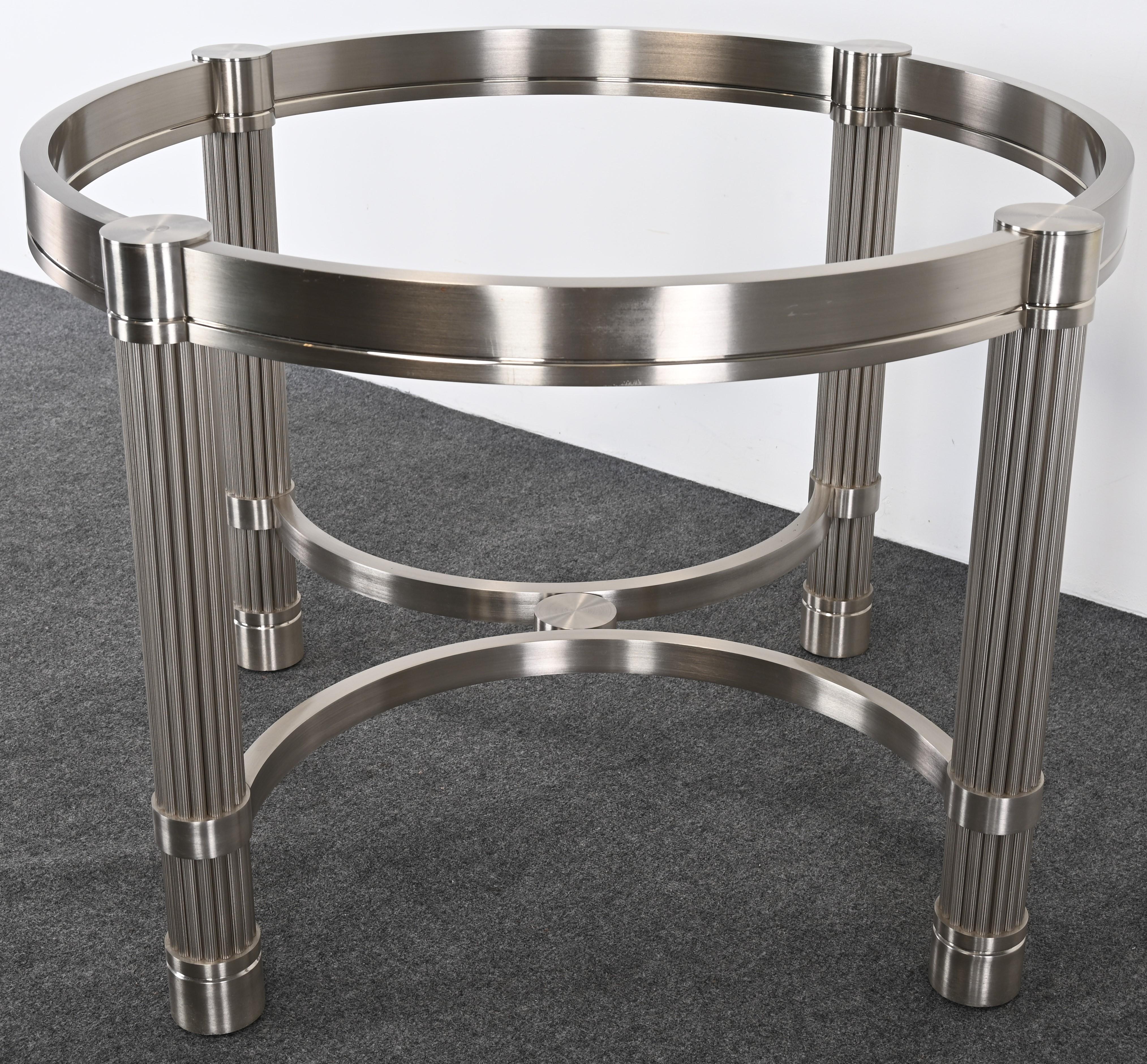 Solid Stainless Steel Center or Dining Table by Ron Seff, 1980s For Sale 6