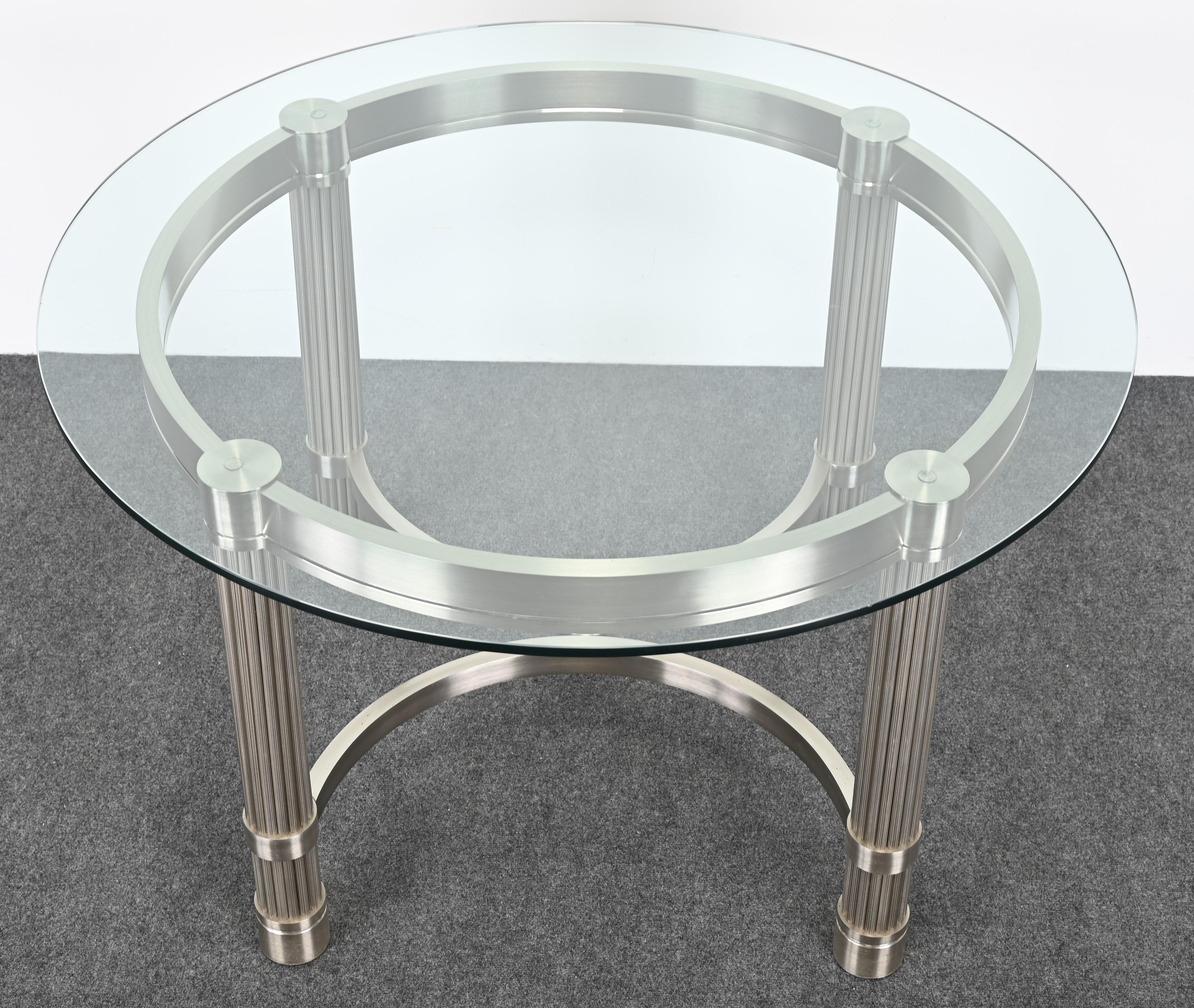 Mid-Century Modern Solid Stainless Steel Center or Dining Table by Ron Seff, 1980s For Sale