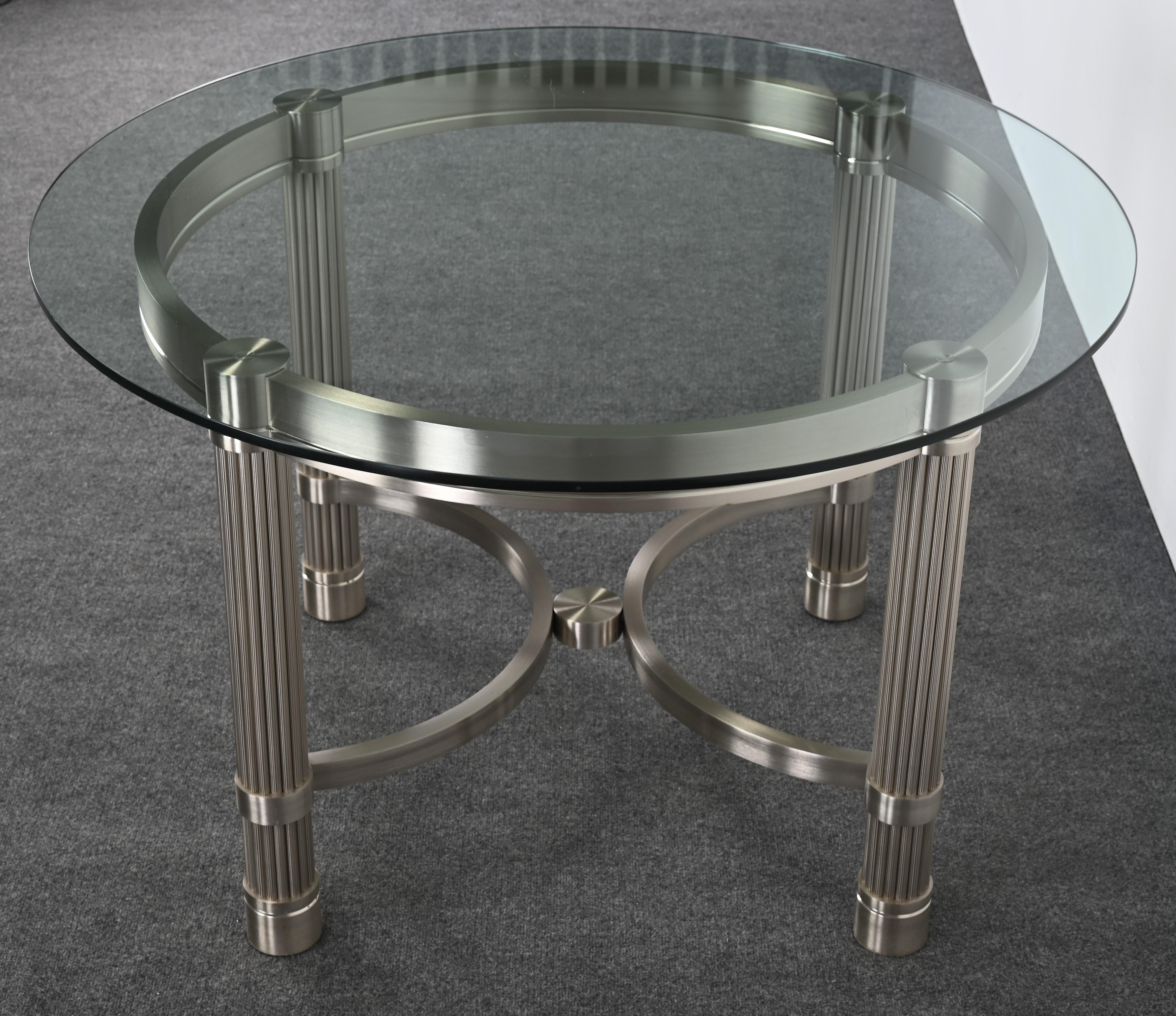 Late 20th Century Solid Stainless Steel Center or Dining Table by Ron Seff, 1980s For Sale