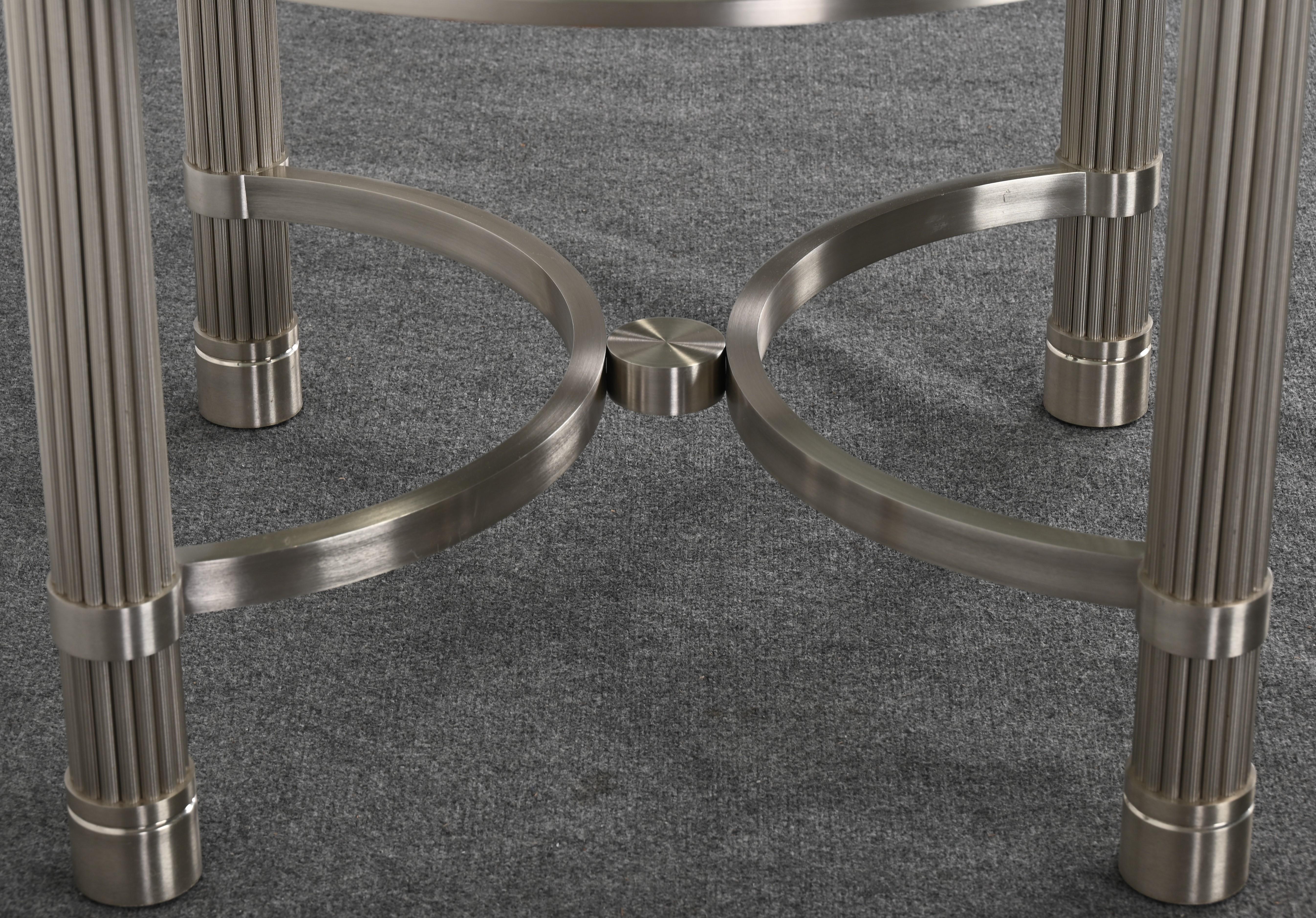 Solid Stainless Steel Center or Dining Table by Ron Seff, 1980s For Sale 2