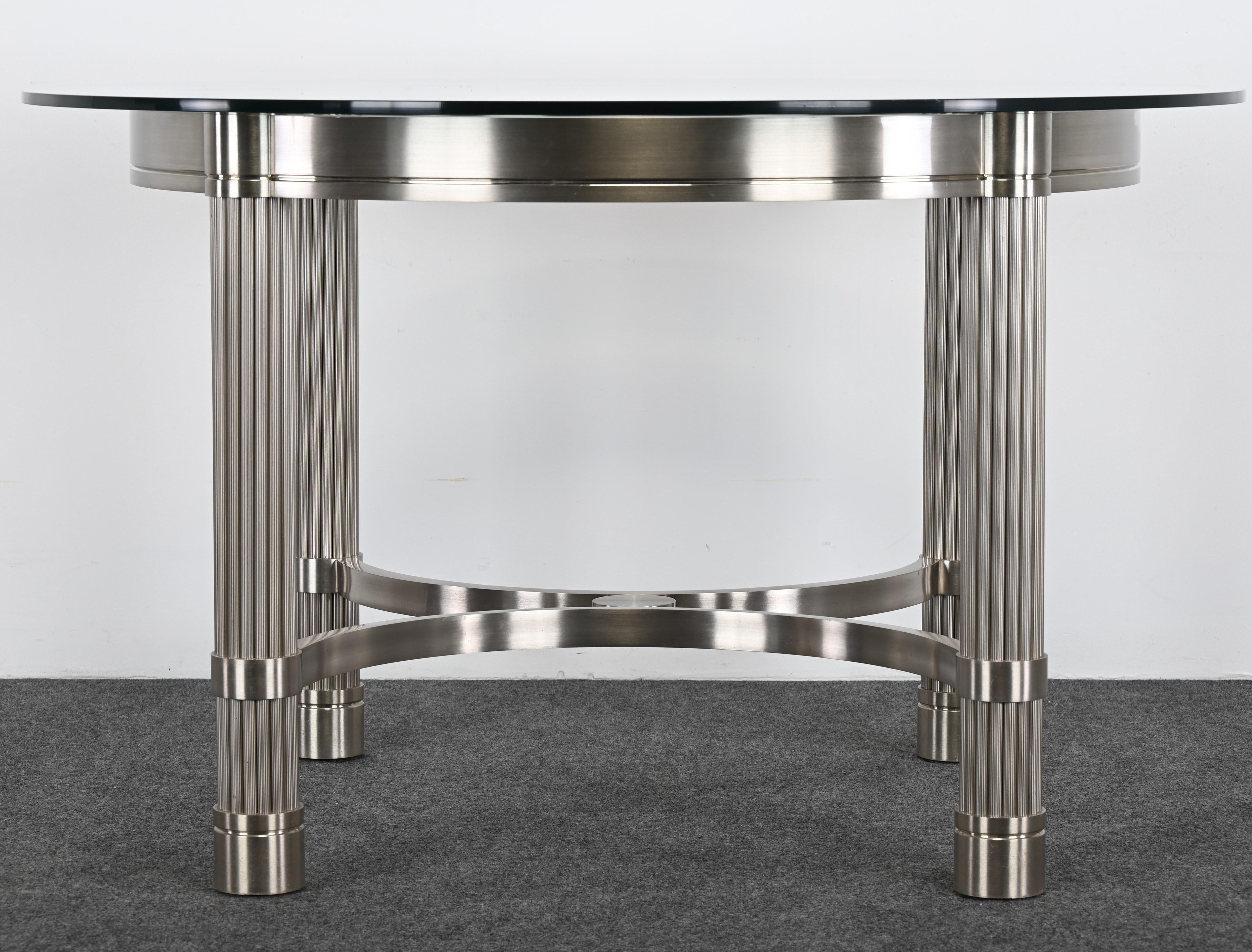 Solid Stainless Steel Center or Dining Table by Ron Seff, 1980s For Sale 3