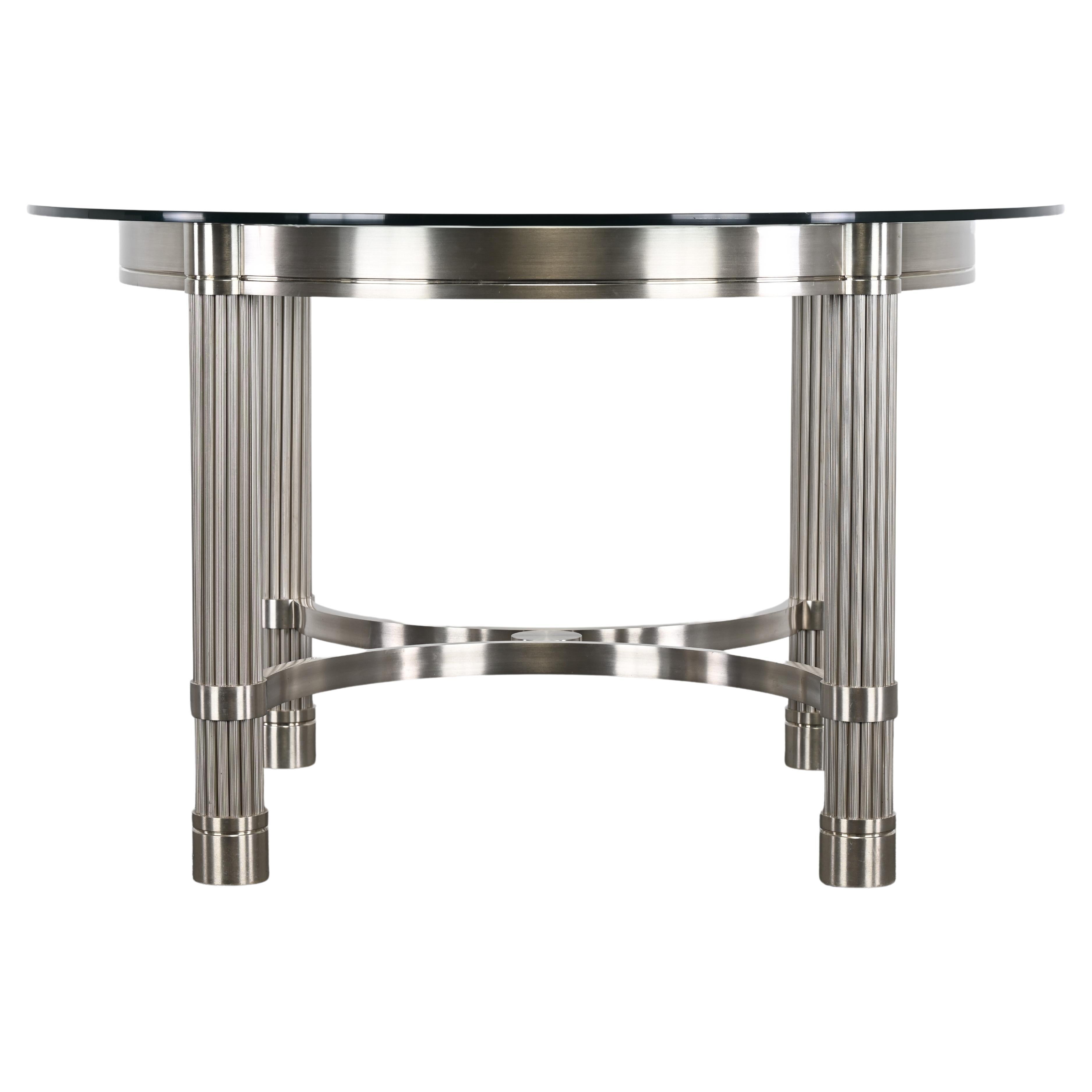 Solid Stainless Steel Center or Dining Table by Ron Seff, 1980s