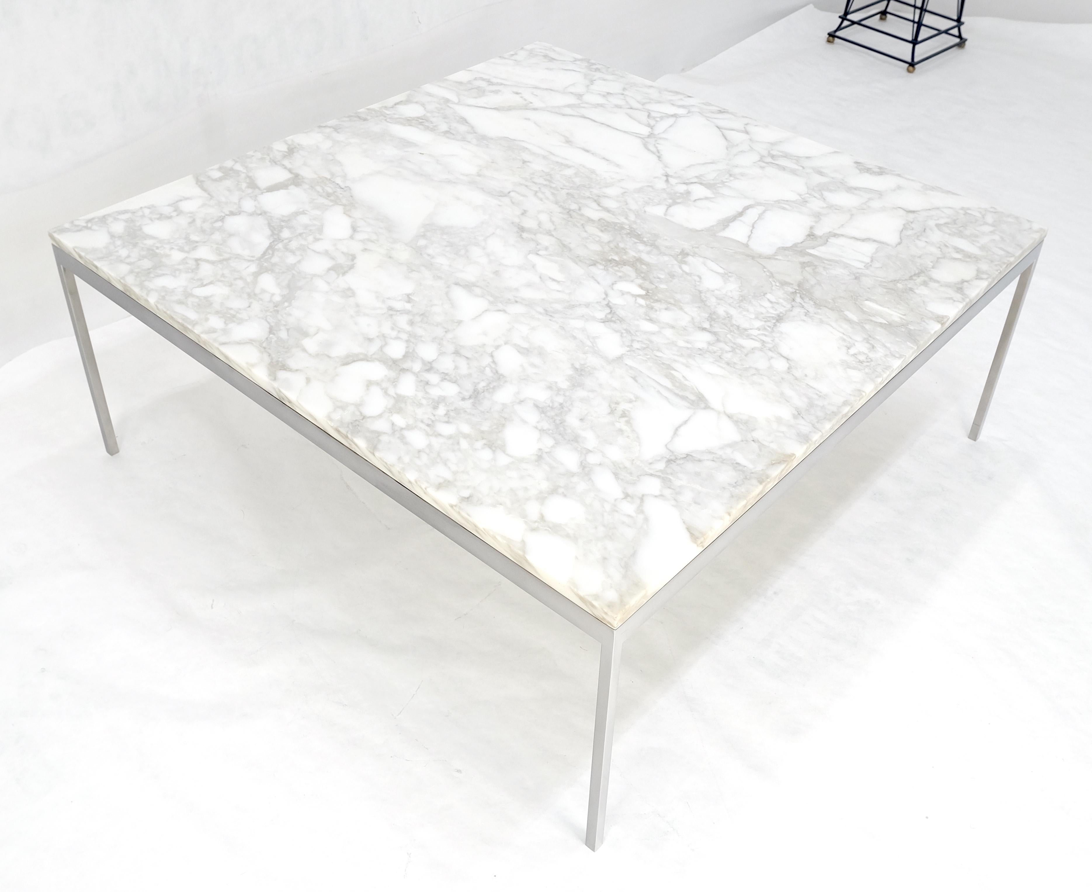 Massiver Edelstahl Marmorplatte 42x42 Quadratisch Mid Century Modern Couchtisch im Angebot 4