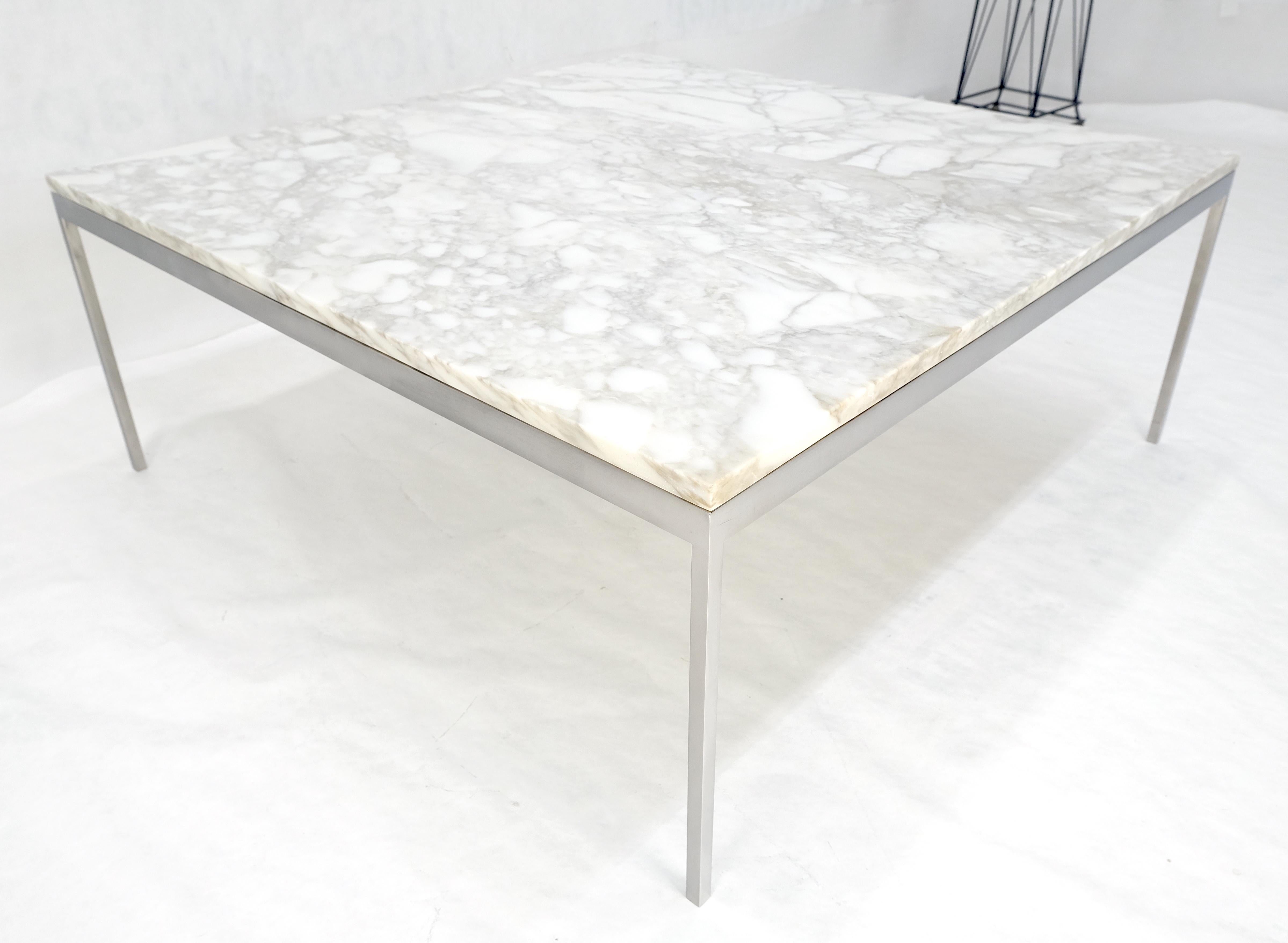 Massiver Edelstahl Marmorplatte 42x42 Quadratisch Mid Century Modern Couchtisch im Angebot 6