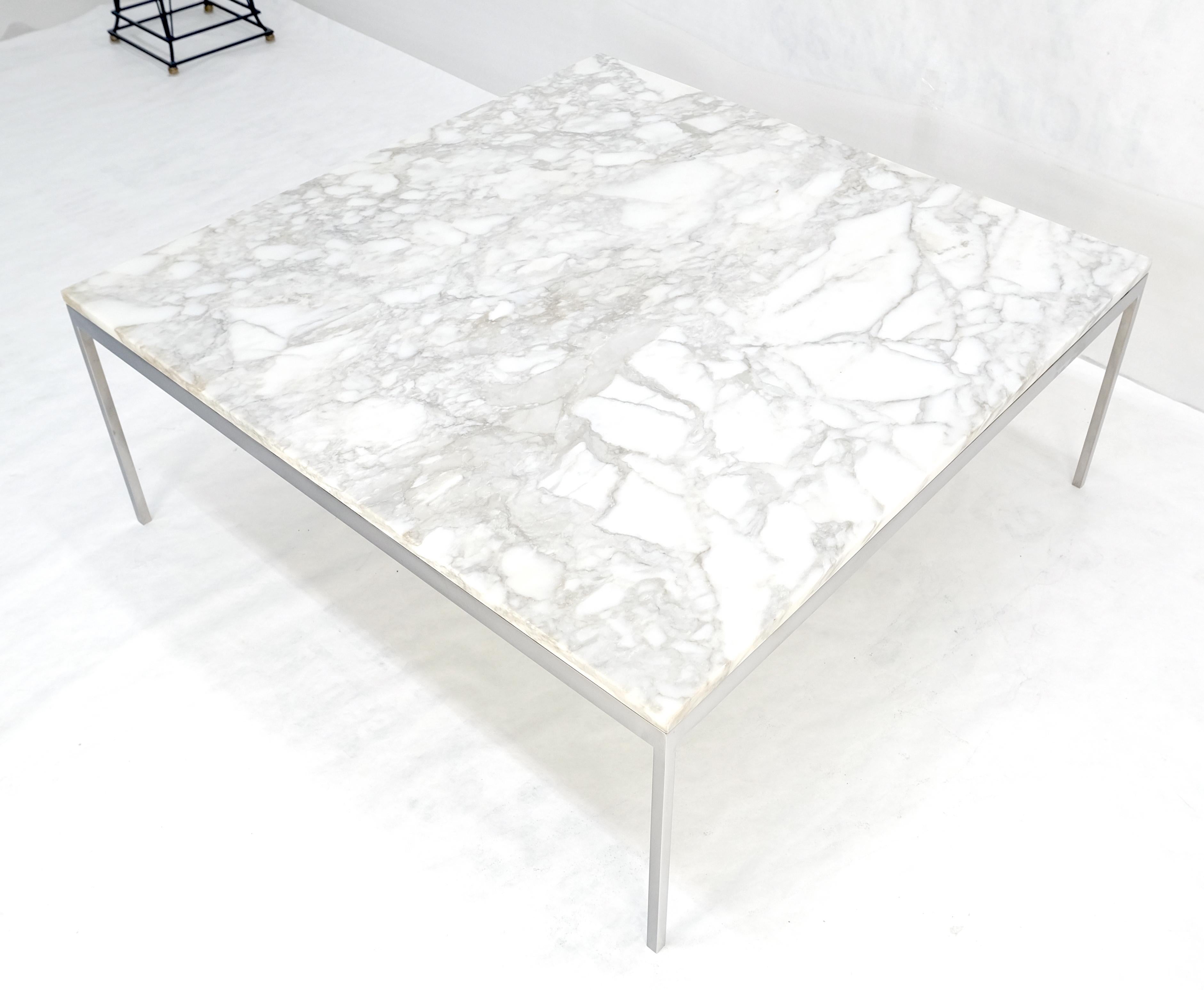 Massiver Edelstahl Marmorplatte 42x42 Quadratisch Mid Century Modern Couchtisch im Angebot 8