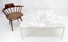 Table basse en acier inoxydable massif avec plateau en marbre 42x42 Square Mid Century Modern Coffee Table