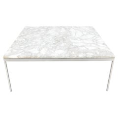 Massiver Edelstahl Marmorplatte 42x42 Quadratisch Mid Century Modern Couchtisch