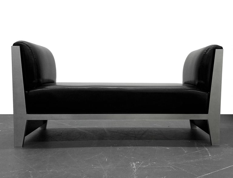 Solid Steel And Leather Bench By Yves Saint Laurent For Sale At