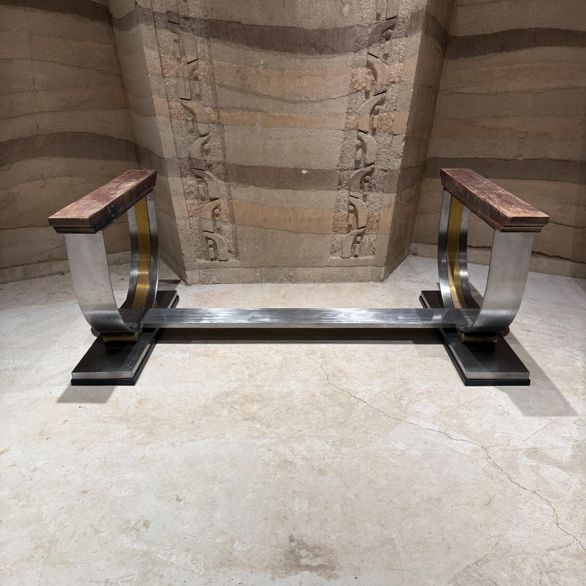 Mid-Century Modern Solid Steel Bronze Table Base Mexico Revival Neoclassical Attributed Arturo Pani For Sale