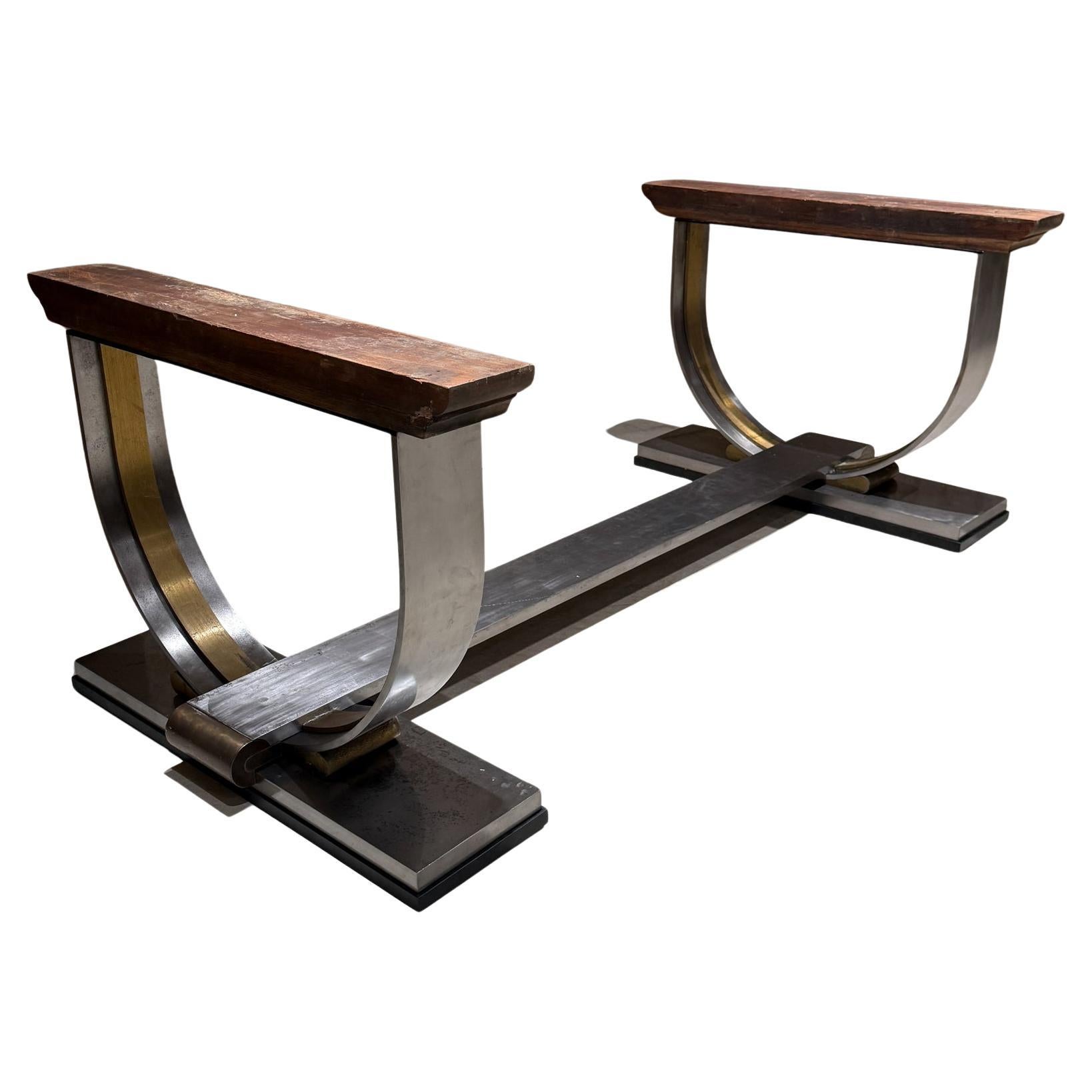 Solid Steel Bronze Table Base Mexico Revival Neoclassical Attributed Arturo Pani