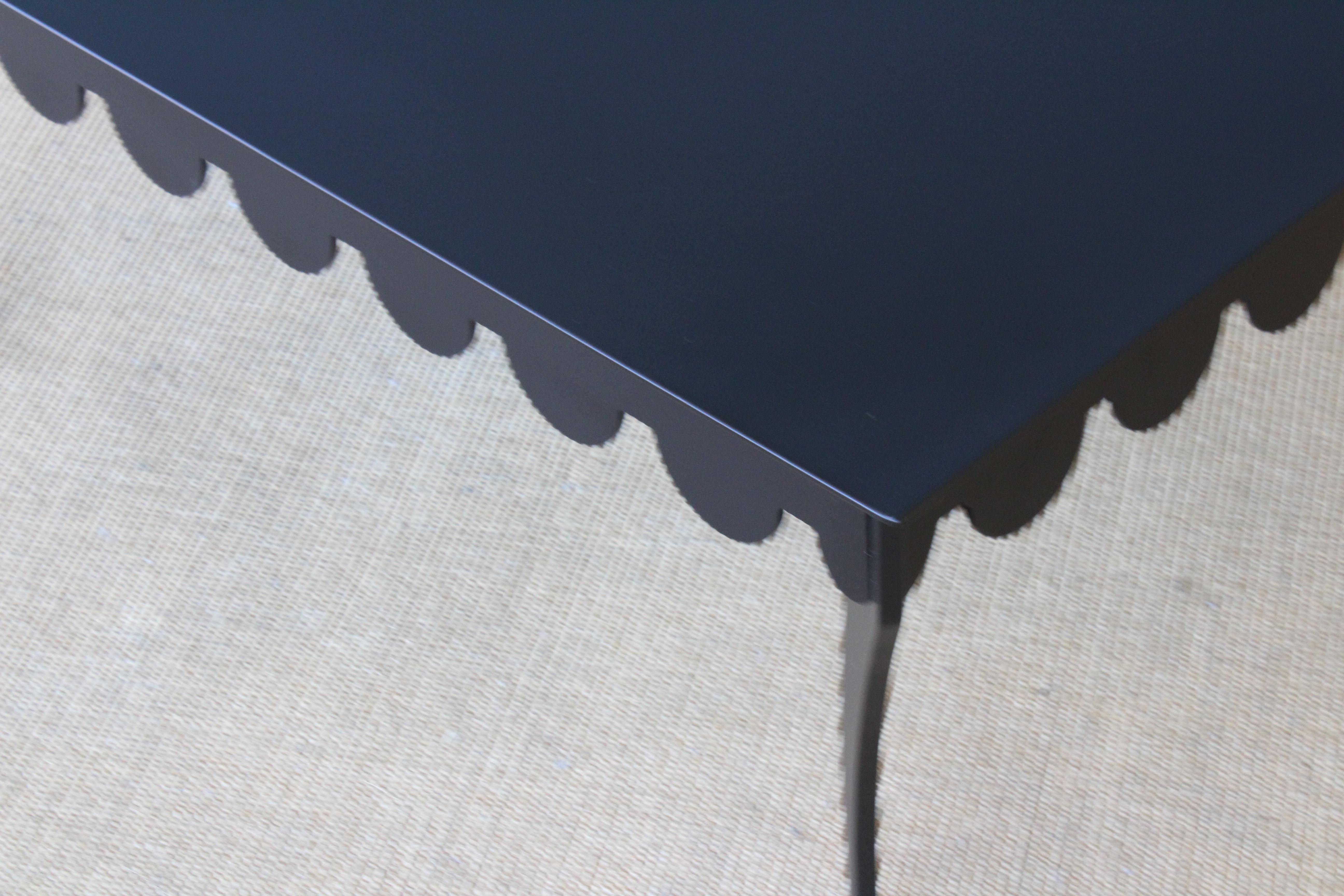 Powder-Coated Solid Steel Indoor or Outdoor Coffee Table with Klismos Style Legs
