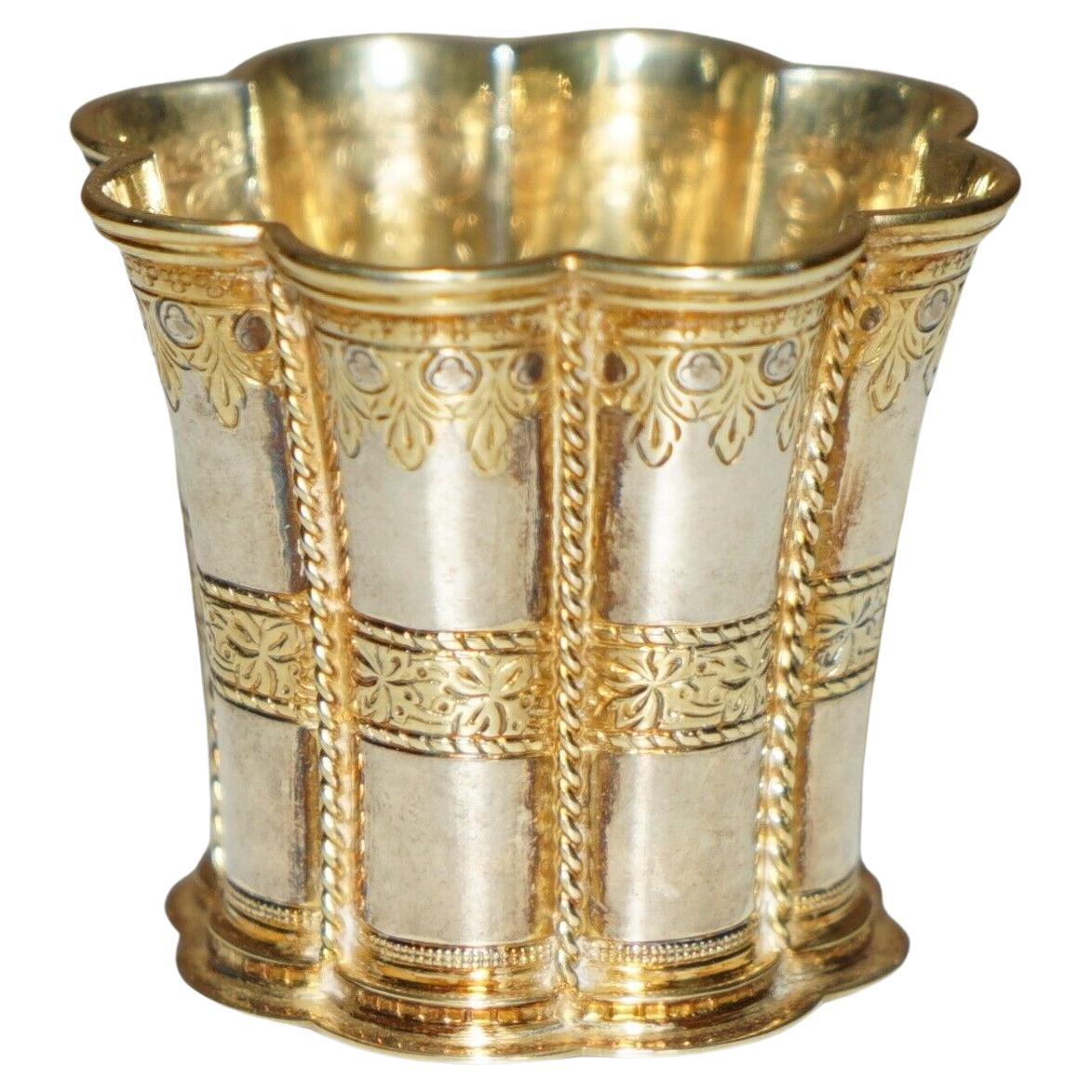 SOLID STERLING SiLVER 1967 DATIERT VOLLSTÄNDIG HALLMARKIERT KÖNIGIN MARGRETHE TASSE GOLD GILT im Angebot