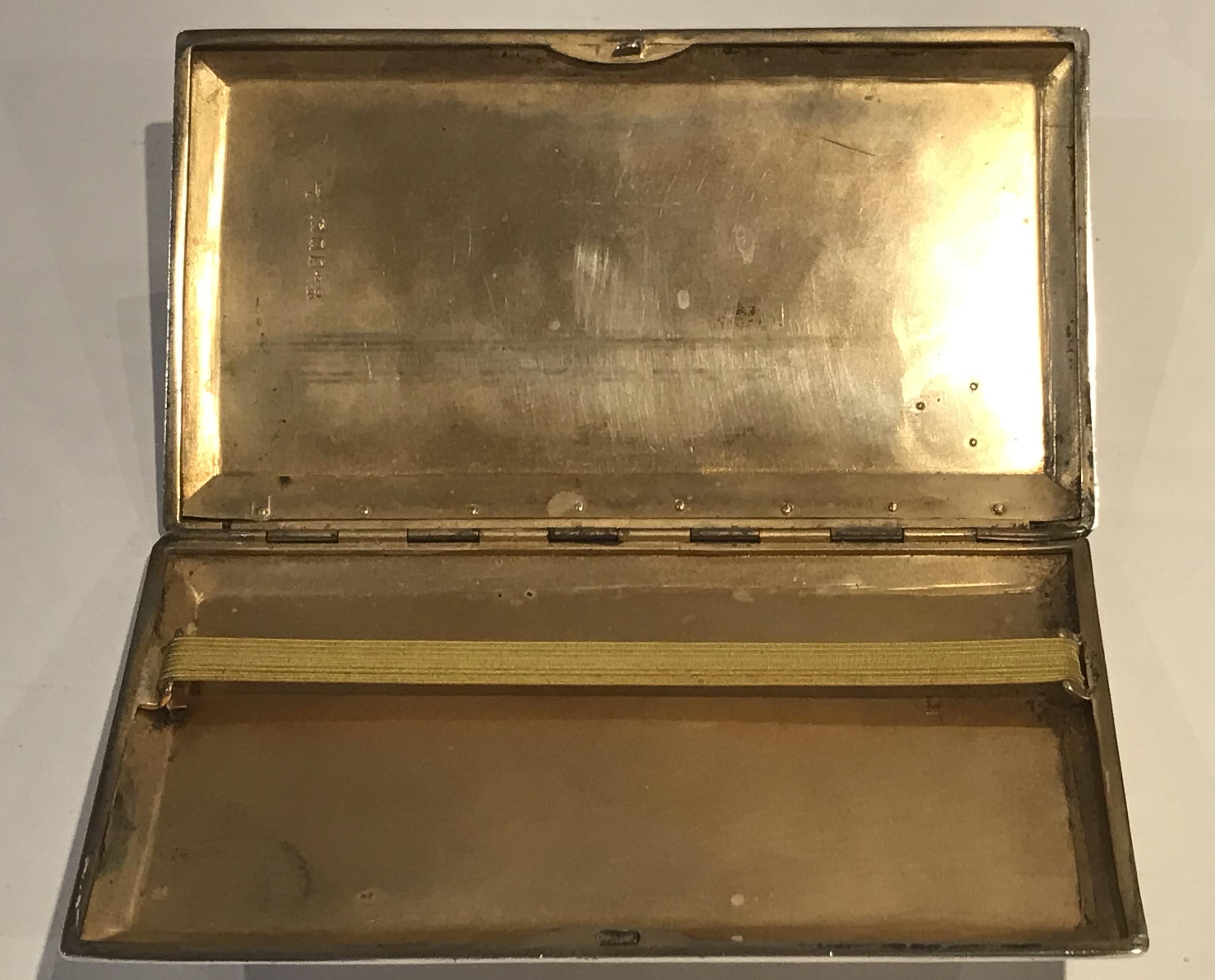 Solid Sterling Silver and Gold Gilt Asprey 1921 Cigarette Case with Belgium Flag 7