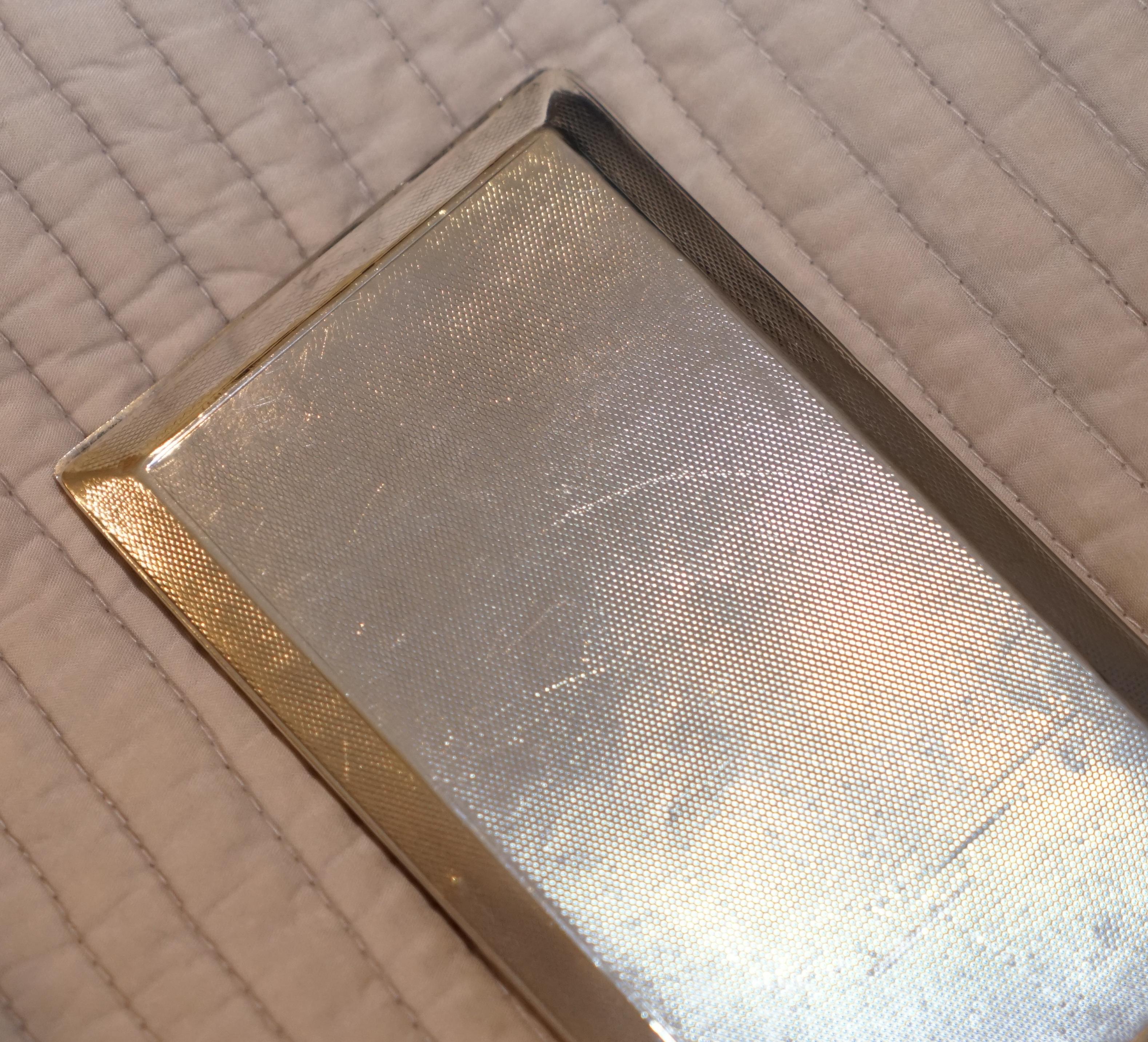 Art Deco Solid Sterling Silver and Gold Gilt Asprey 1921 Cigarette Case with Belgium Flag