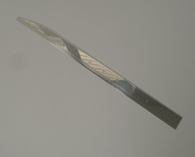 Solid Sterling Silver Combined Ruler and Letter Opener by Asprey, London In Good Condition For Sale In Bath, GB
