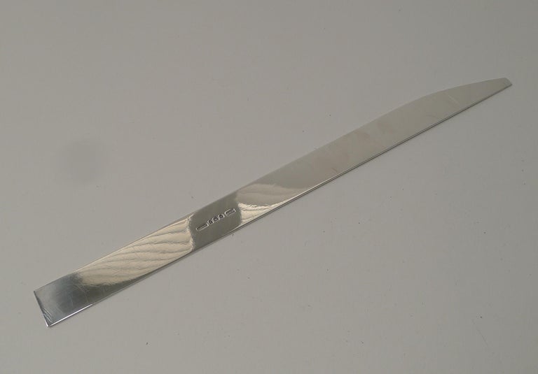Early 20th Century Solid Sterling Silver Combined Ruler and Letter Opener by Asprey, London For Sale