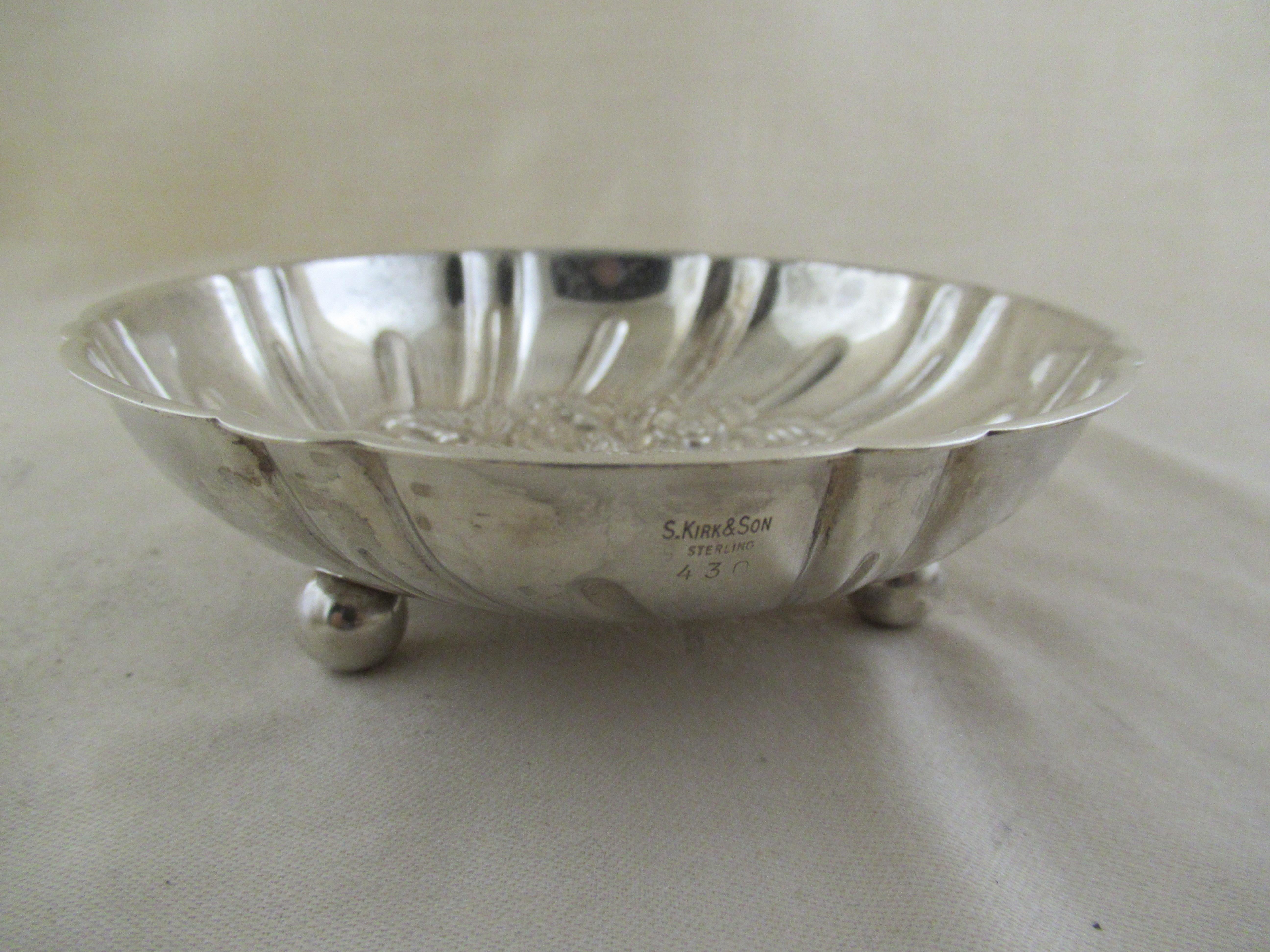 American Solid Sterling Silver Conserve Dish & Spoon, Made by Kirk & Son, Maryland