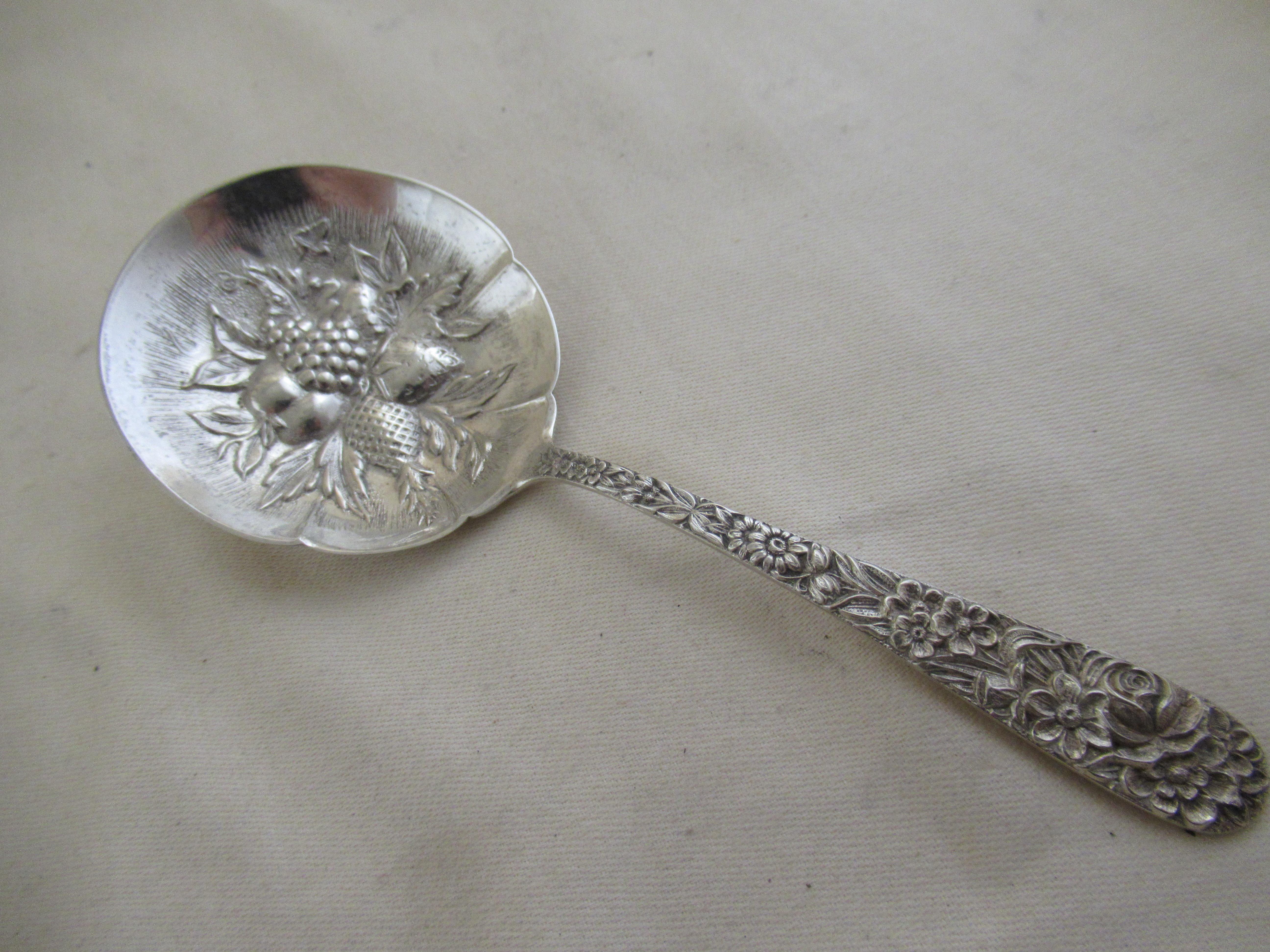 20th Century Solid Sterling Silver Conserve Dish & Spoon, Made by Kirk & Son, Maryland