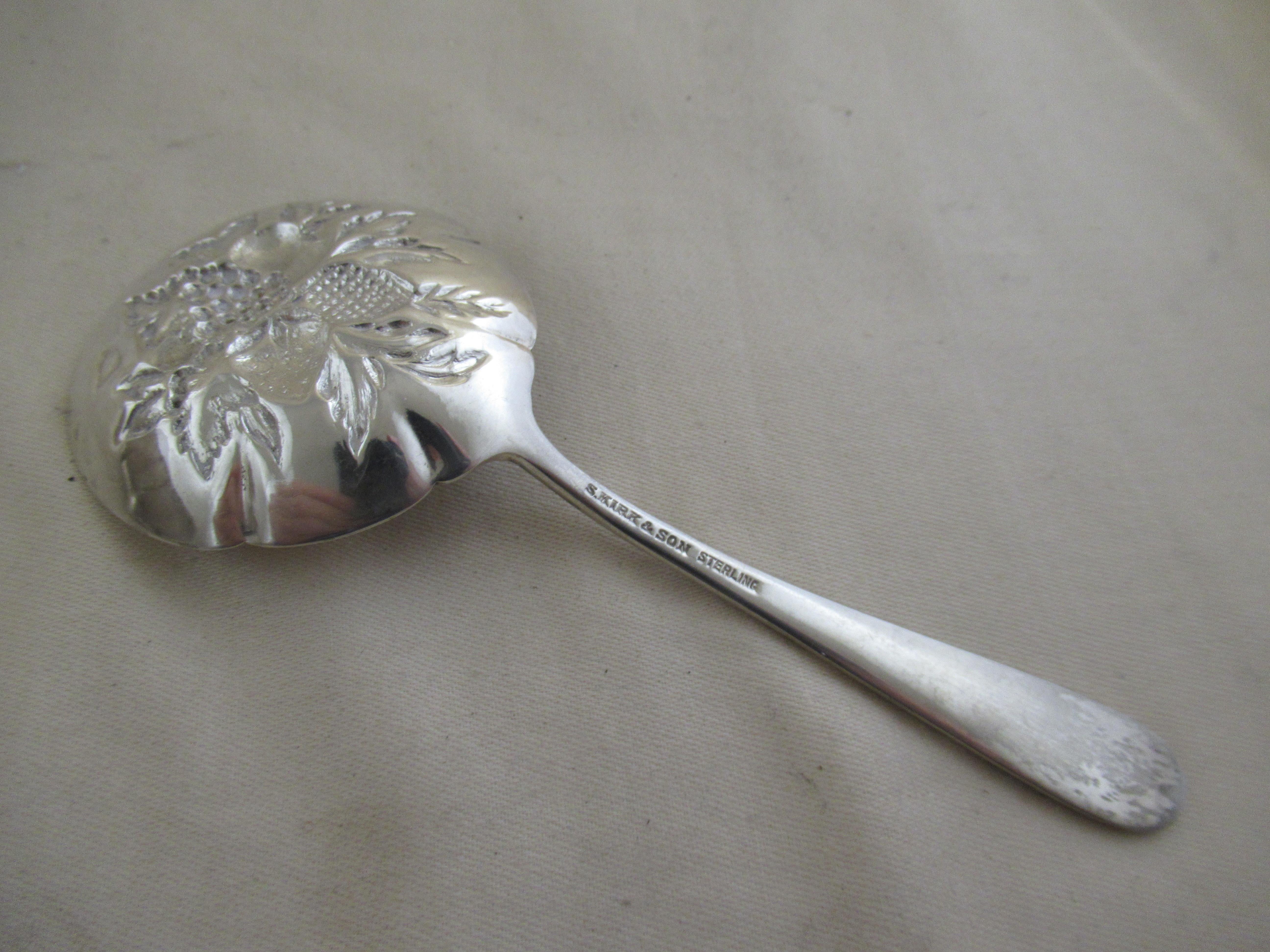Solid Sterling Silver Conserve Dish & Spoon, Made by Kirk & Son, Maryland 3