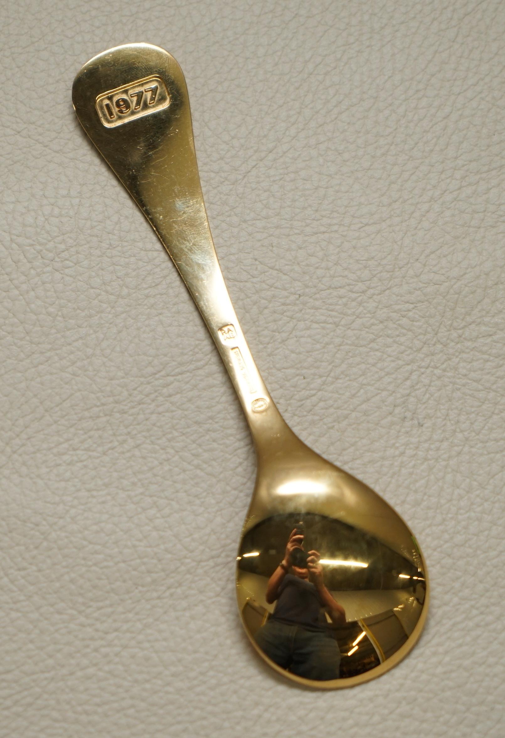 Sterling Silver Gold Gilt Georg Jensen 1977 Denmark Spoon Irish Flower (Cuillère irlandaise) Unisexe en vente