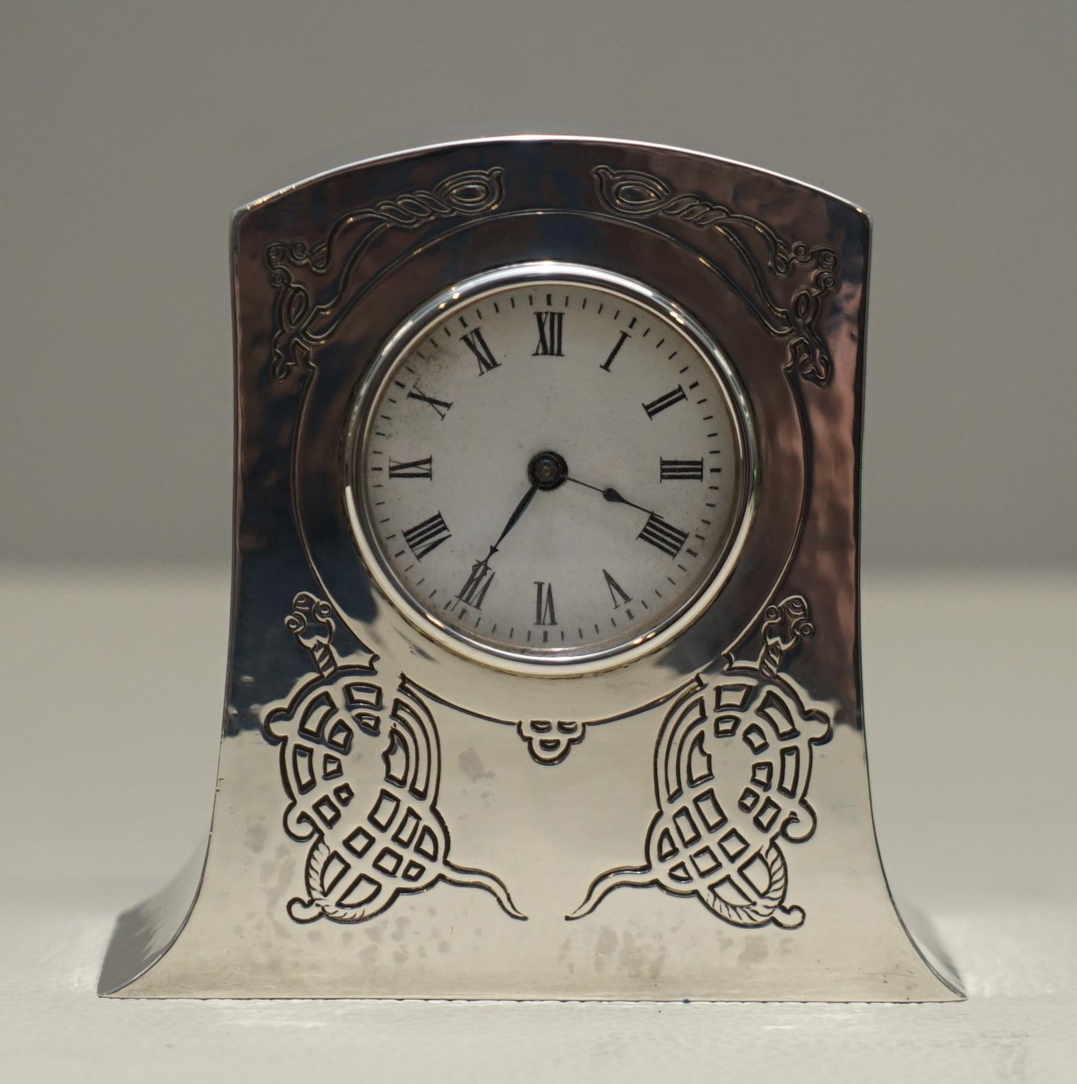 We are delighted to offer for sale this exceptionally rare and absolutely stunning fully hallmarked 1915 Liberty’s London Sterling Silver miniature carriage clock made in the Tudric style 

I have a few very high end Liberty's of London clocks,