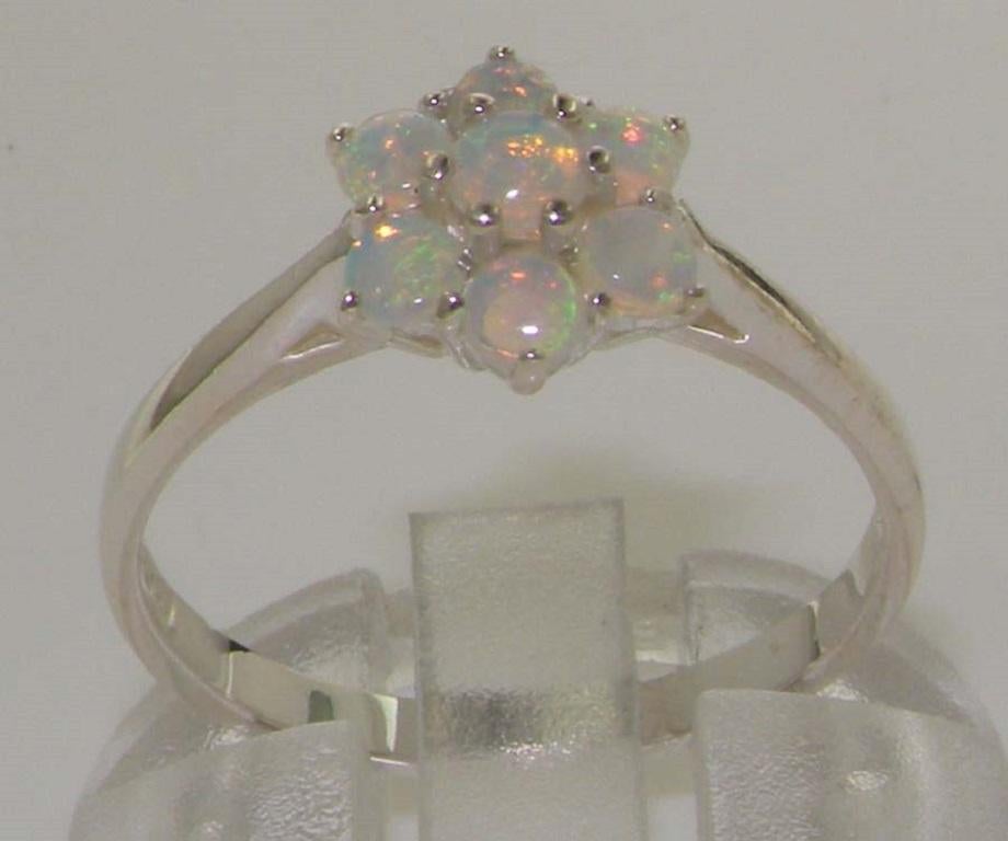 For Sale:  Solid Sterling Silver Natural Opal Womens Cluster Ring, Customizable 3