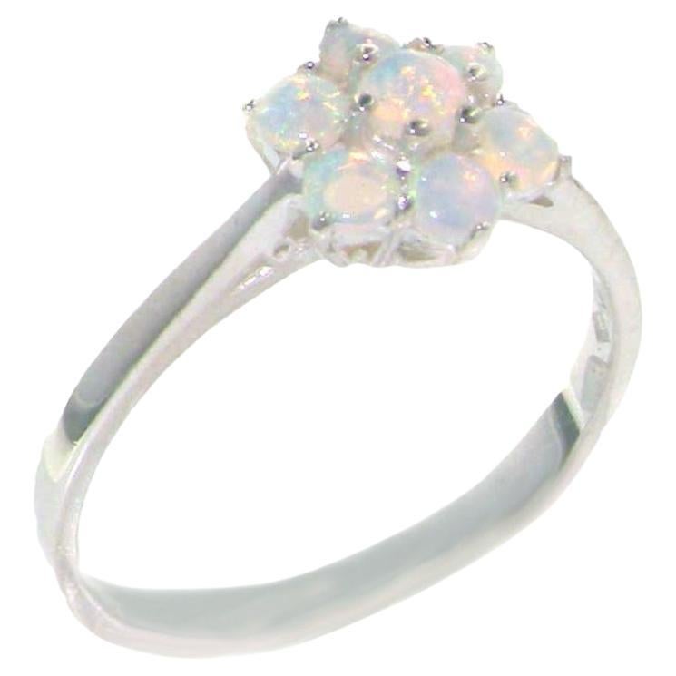 For Sale:  Solid Sterling Silver Natural Opal Womens Cluster Ring, Customizable