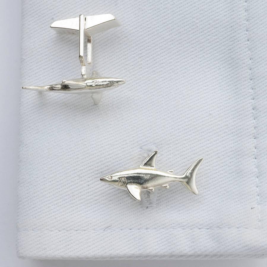 
Stunning Shark cufflinks made from solid Sterling Silver.
These highly detailed cufflinks which capture the true nature of the Shark, are ideal for the discerning gentleman who loves sea Creatures. This design has been carefully made in Surrey by