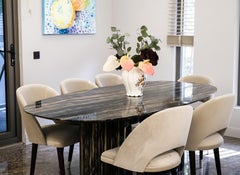 Solid Stone Ellips Nero Picasso Marble Dining Table , Custom Sizes, Handmade