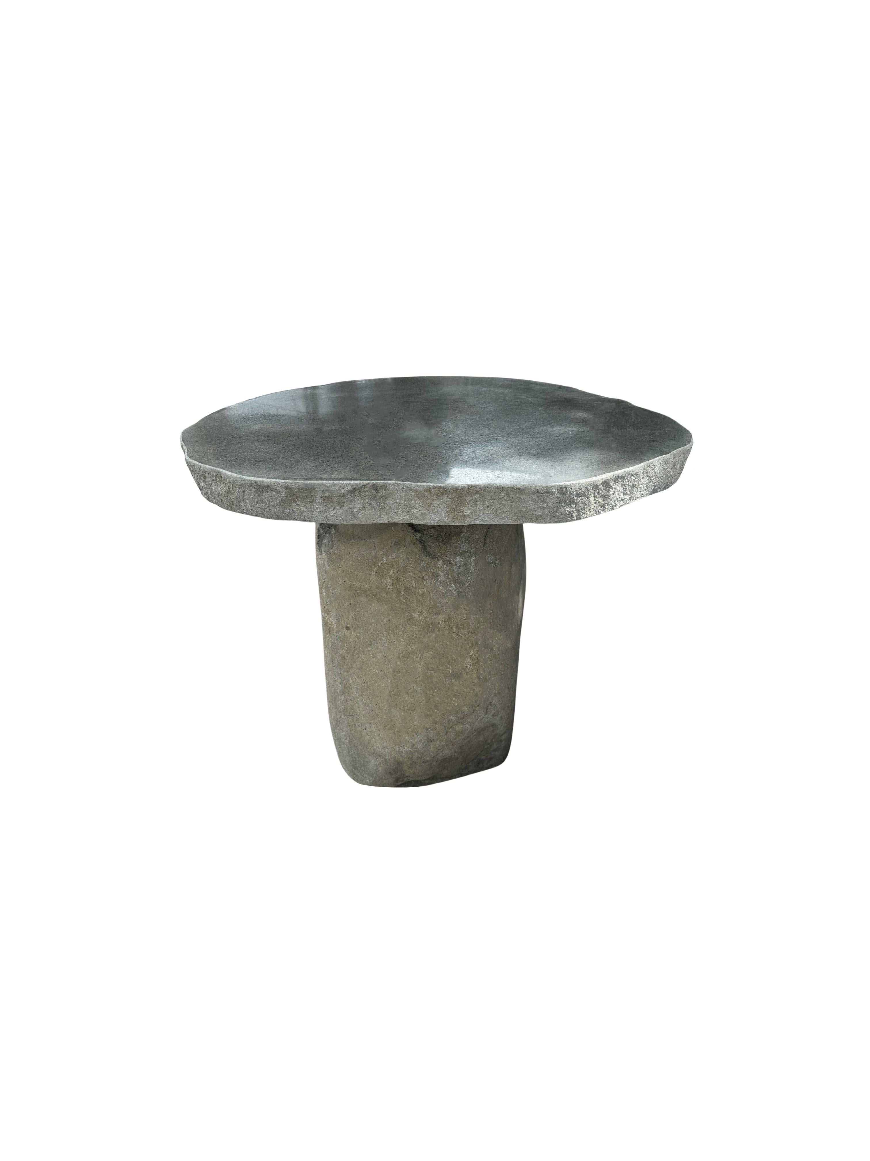 Organic Modern Solid Stone Round Table from Java, Indonesia