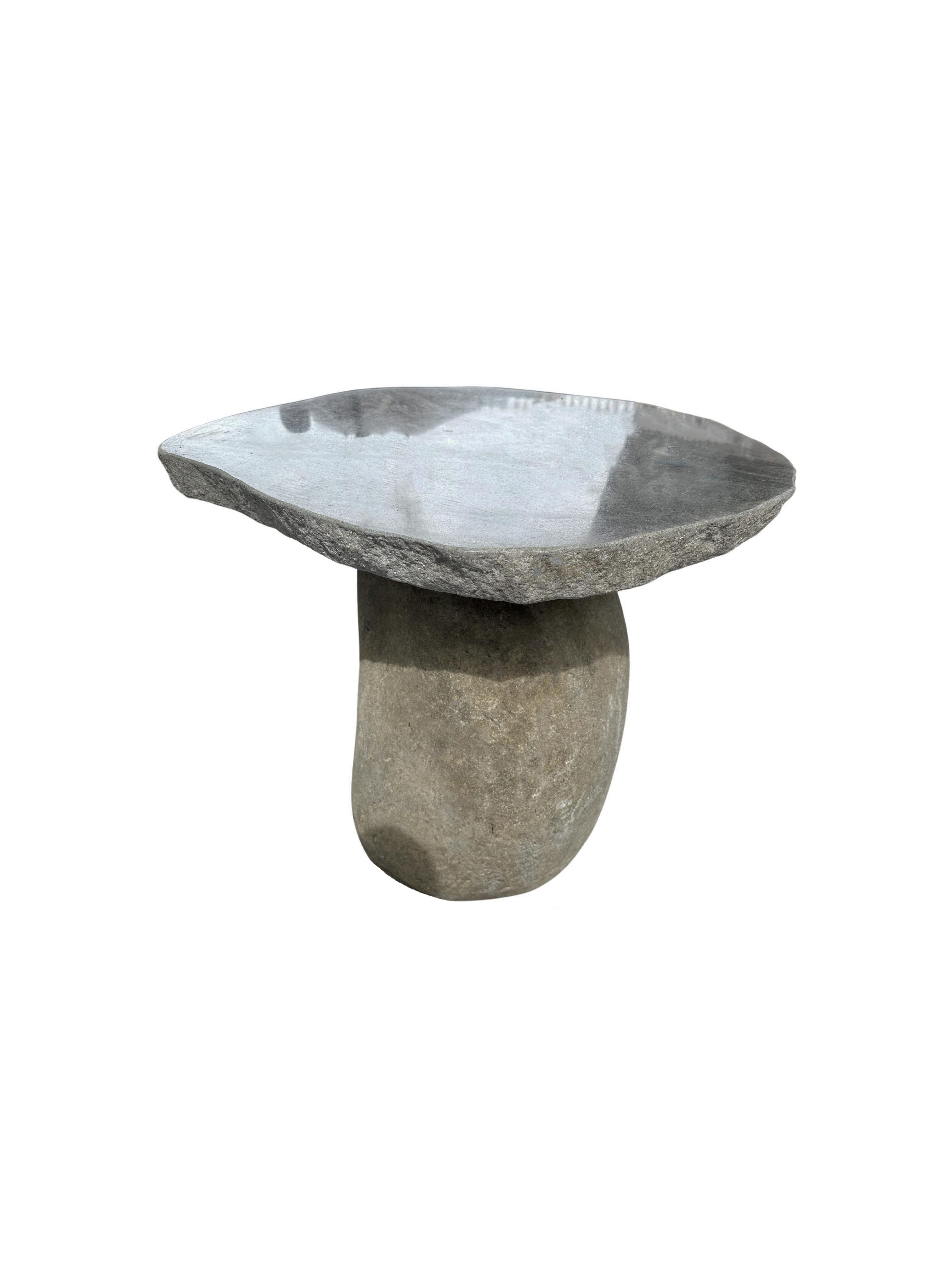 Organic Modern Solid Stone Round Table from Java, Indonesia